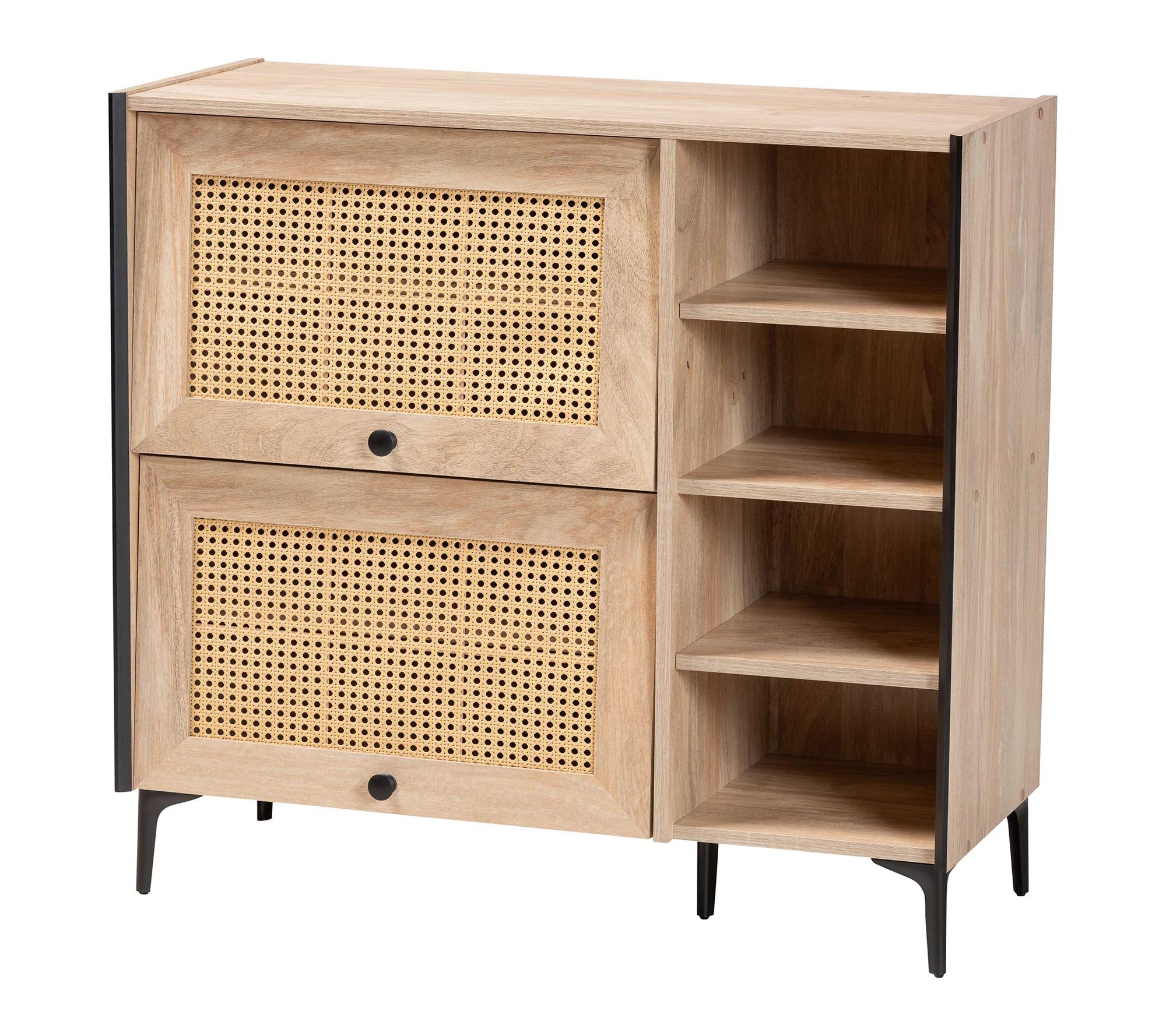 Baxton Studio Malcolm Wood Shoe Cabinet with Flipper Doors