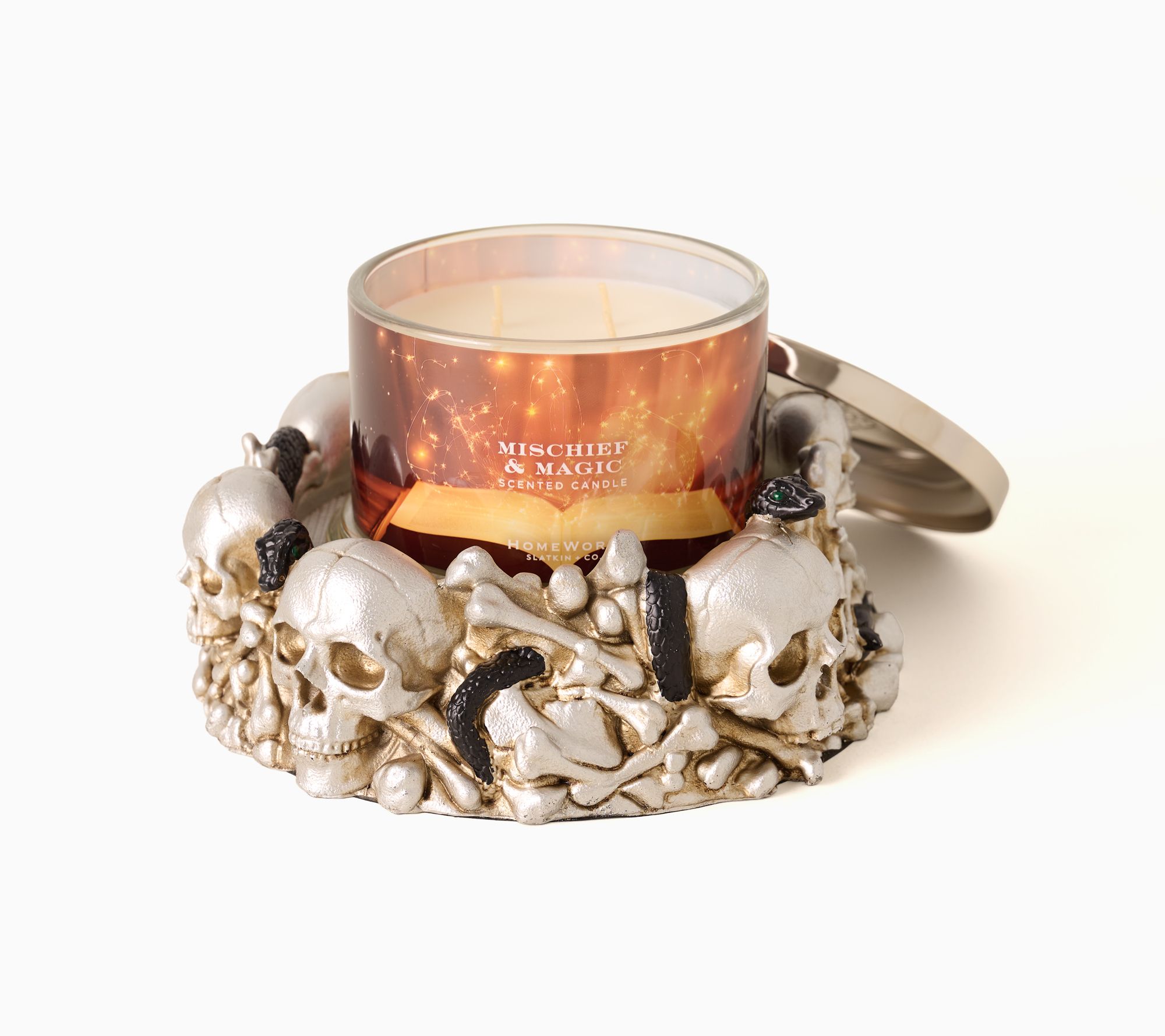 HomeWorx by Slatkin + Co. Bones & Critter Pedestal w/ Candle