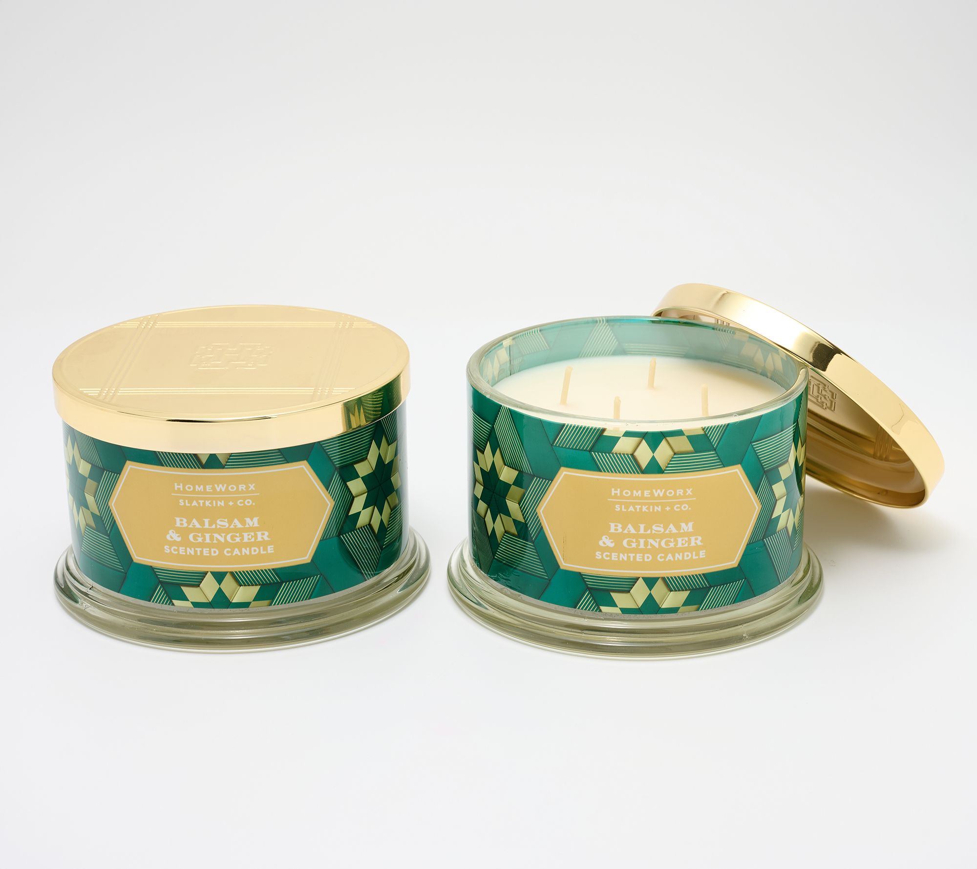 "As Is" HomeWorx by Slatkin + Co. S/2 18oz Balsam &Ginger Candles