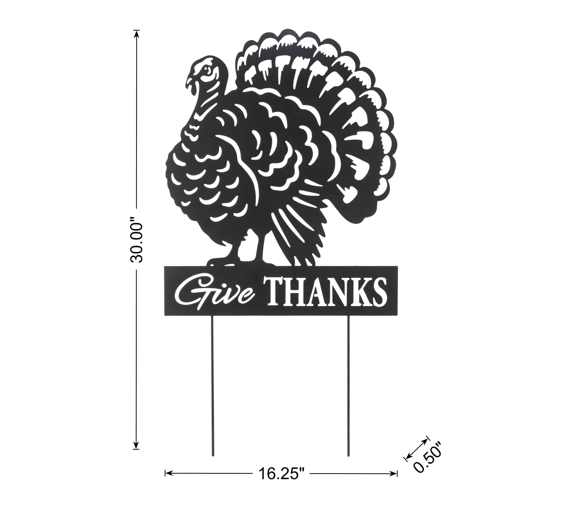 Glitzhome 30"H Thanksgiving Silhouette Turkey Garden Stake