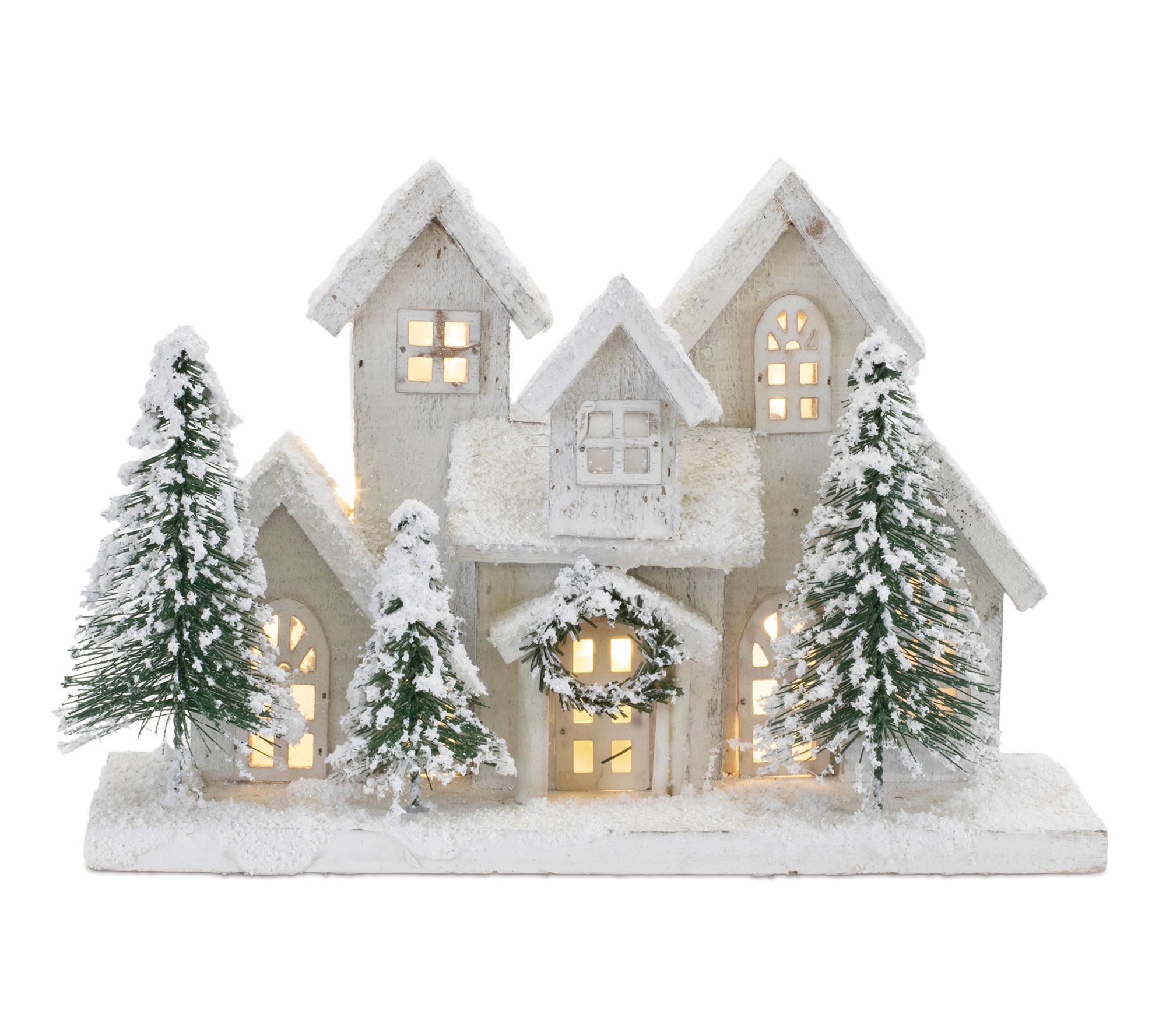 Melrose LED Flocked Holiday Village Display 12.5"L