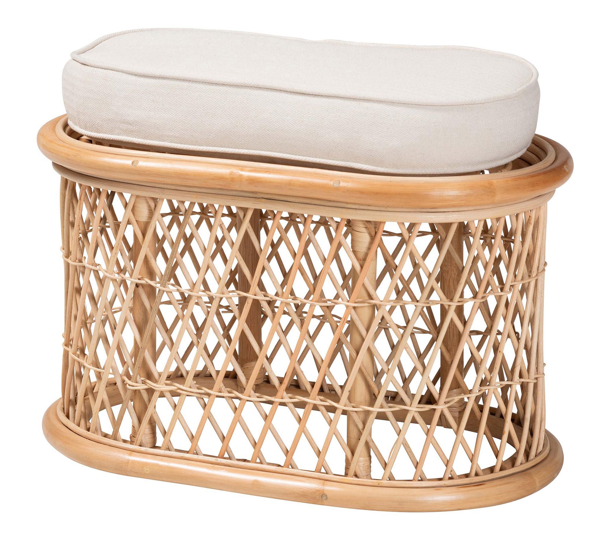 bali & pari Ladonna Natural Rattan Ottoman Foot stool