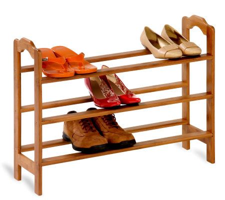 Honey Can Do Adjustable 3 Tier Bamboo Shoe Rack Qvc Com