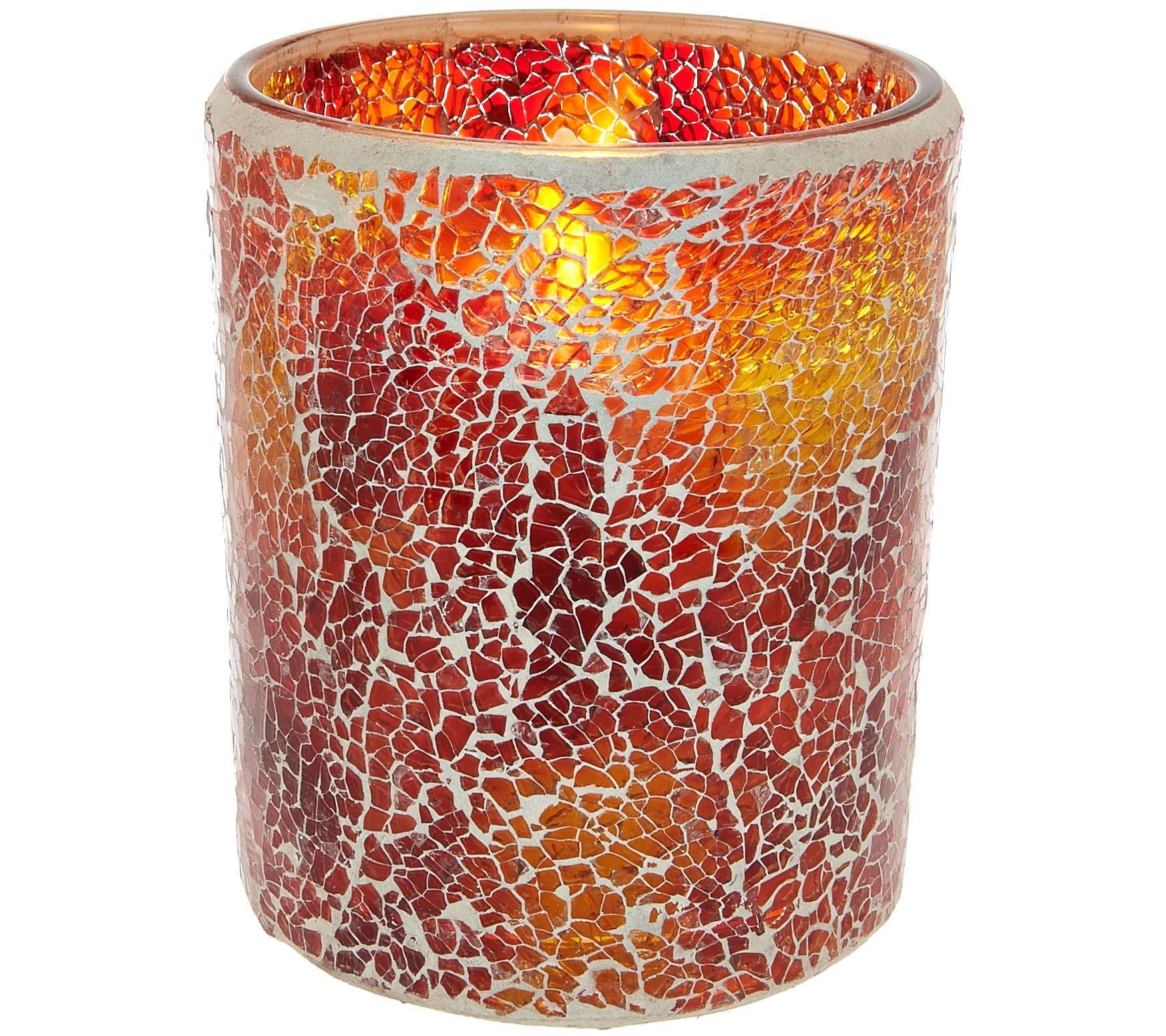 Luminara Mosaic Glass Candleholder with Flameless Candle