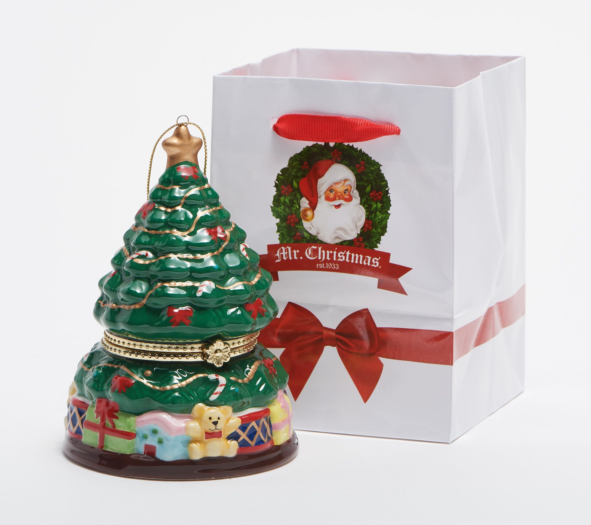 Mr. Christmas Set of 3 Ceramic Music Box Ornaments