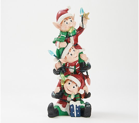 12.5" Stacked Holiday Figure with Light String by Valerie