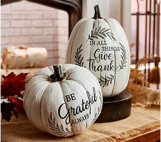 Set of 2 Pumpkins with Sentiment by Valerie
