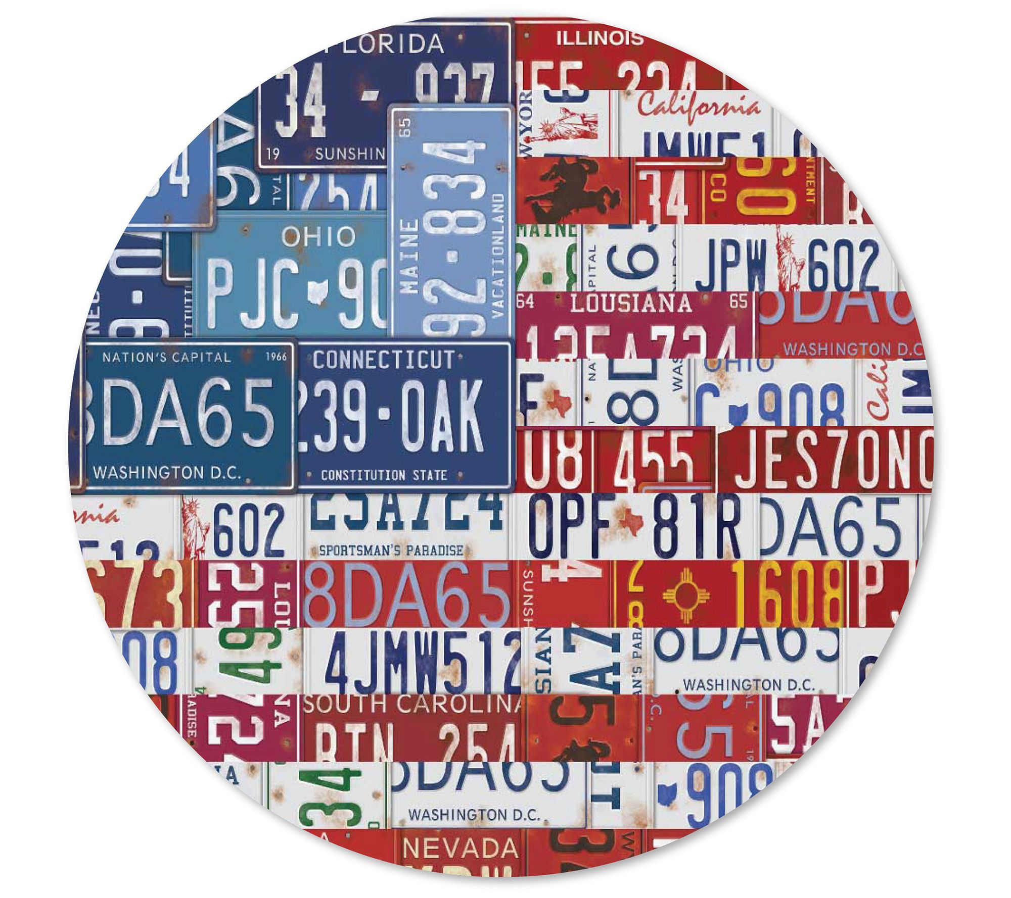 Courtside Market USA Flag 12" x 12" Circular Wood Decor