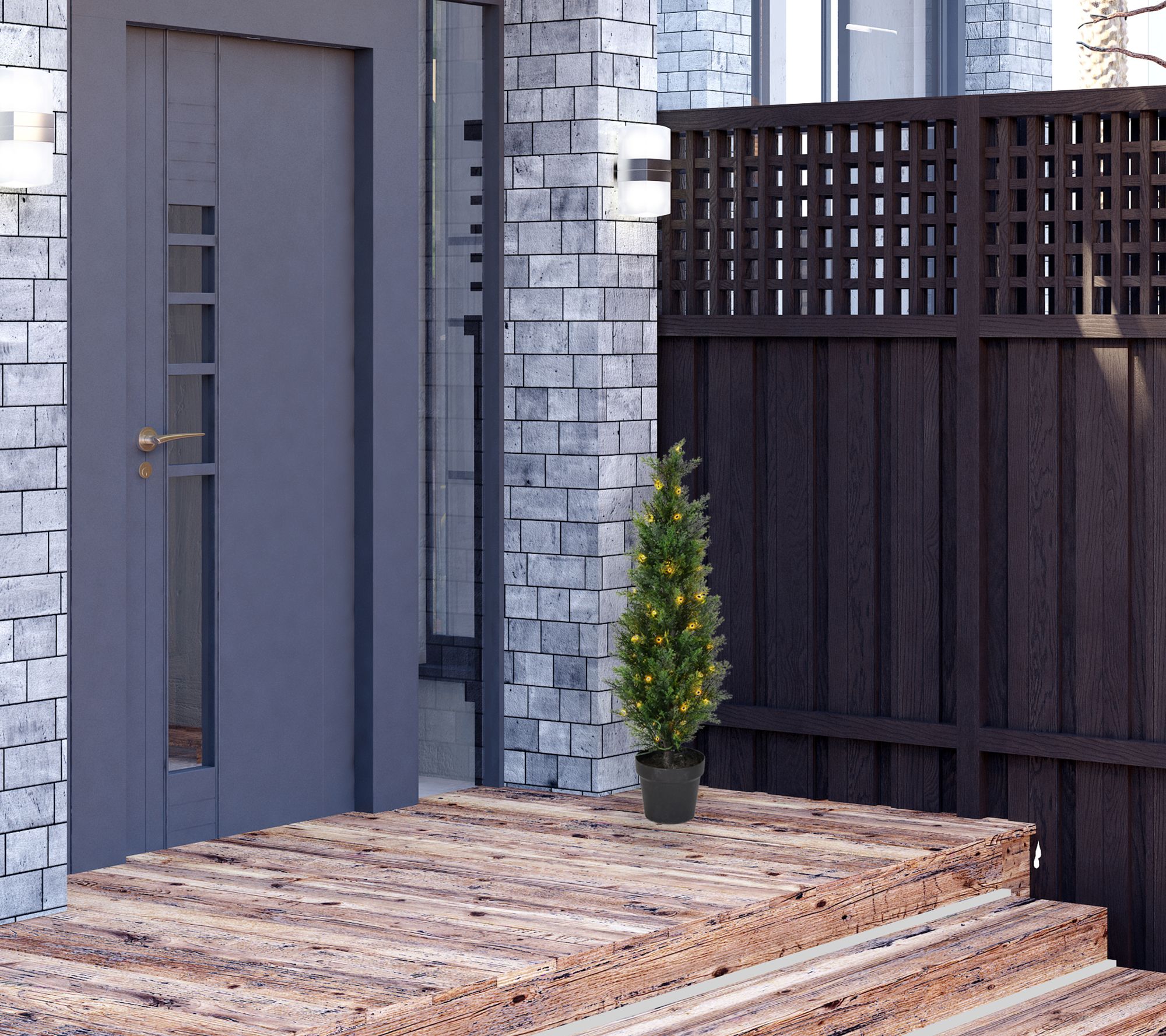 Vickerman 3' Artificial Potted Green Cedar Tree, Prelit