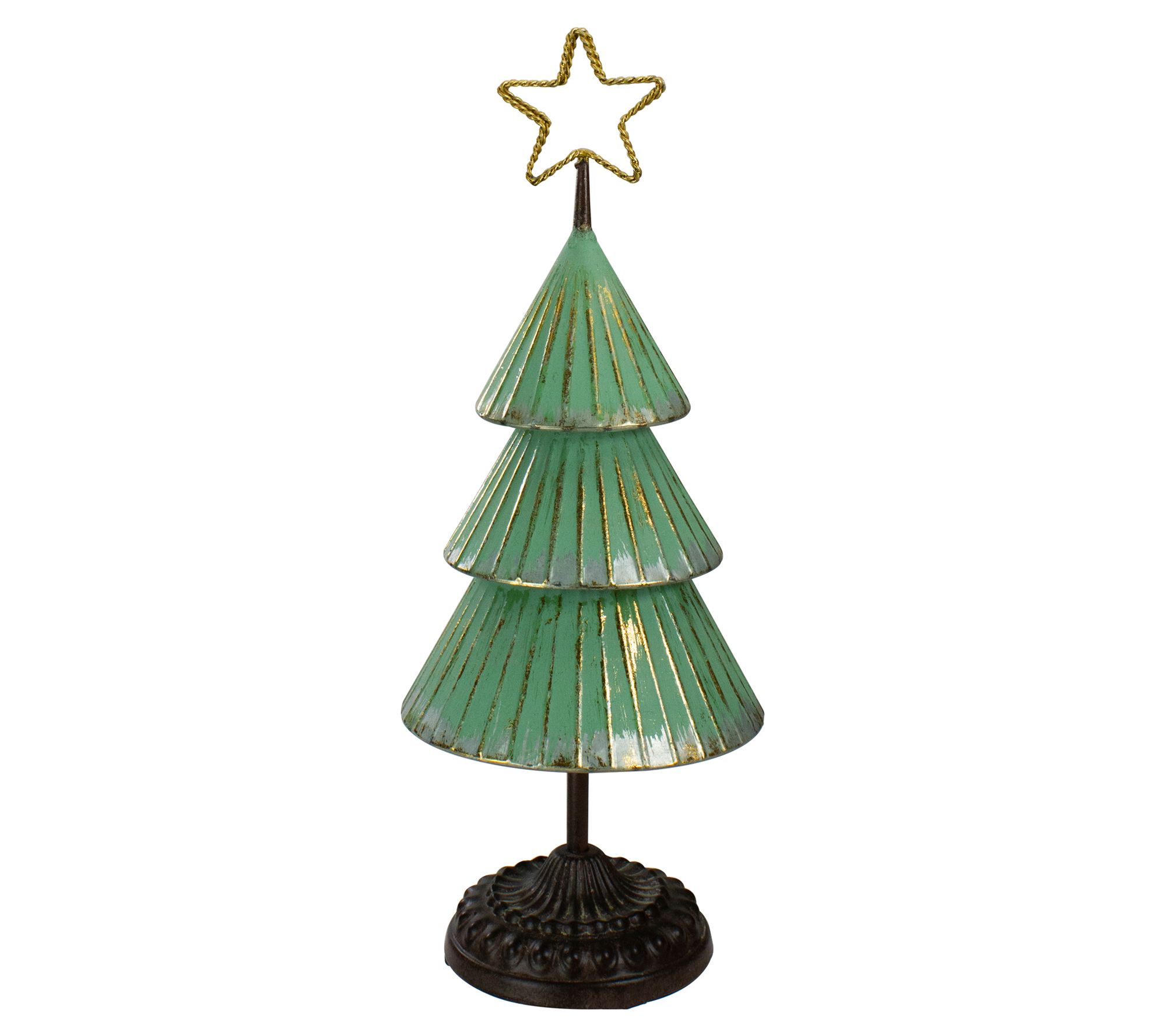 Northlight 17" Green & Gold Tree w/ a Cutout Star Topper