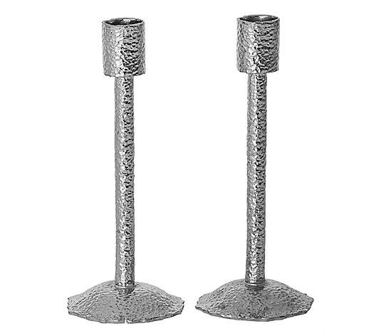 Copa Judaica Hammered Silver Candle Stick Holders