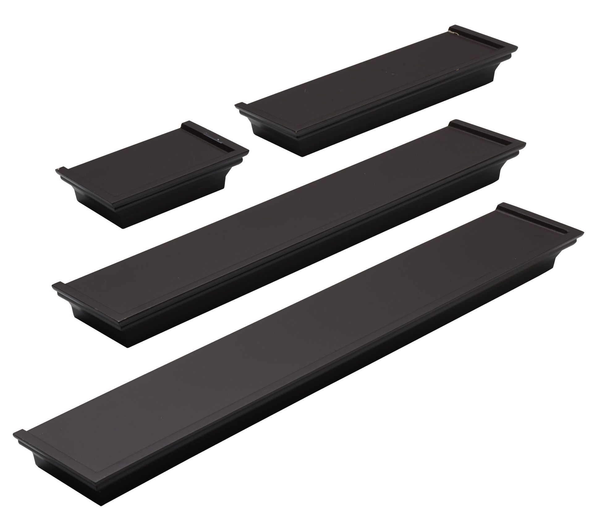 Melannco Set of 4 Espresso Wood Shelves
