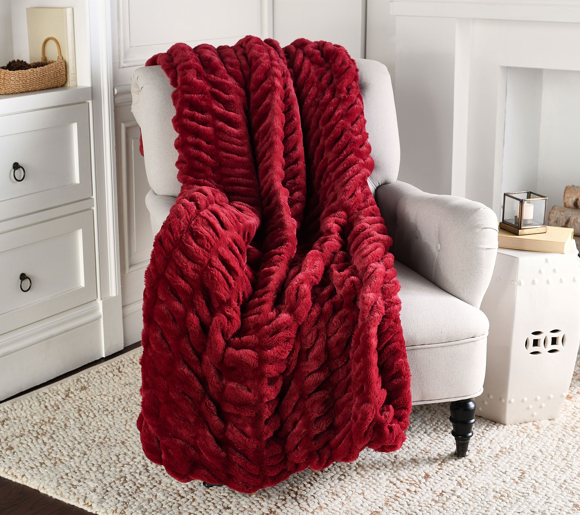 (QVC) Hotel duCobb Oversized Luxury Ruched Faux Fur Throw by Dennis