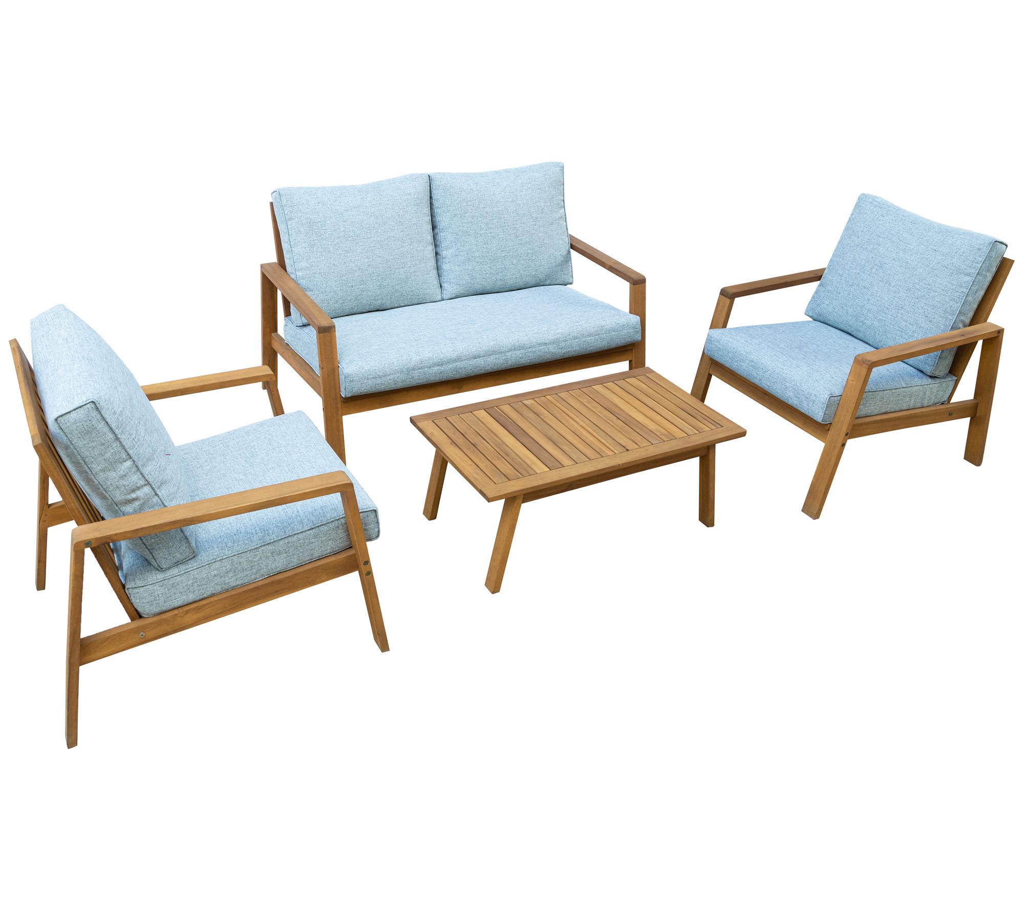 Dukap Outdoor Saman FSC Wood 4Piece Patio Set/Cushions