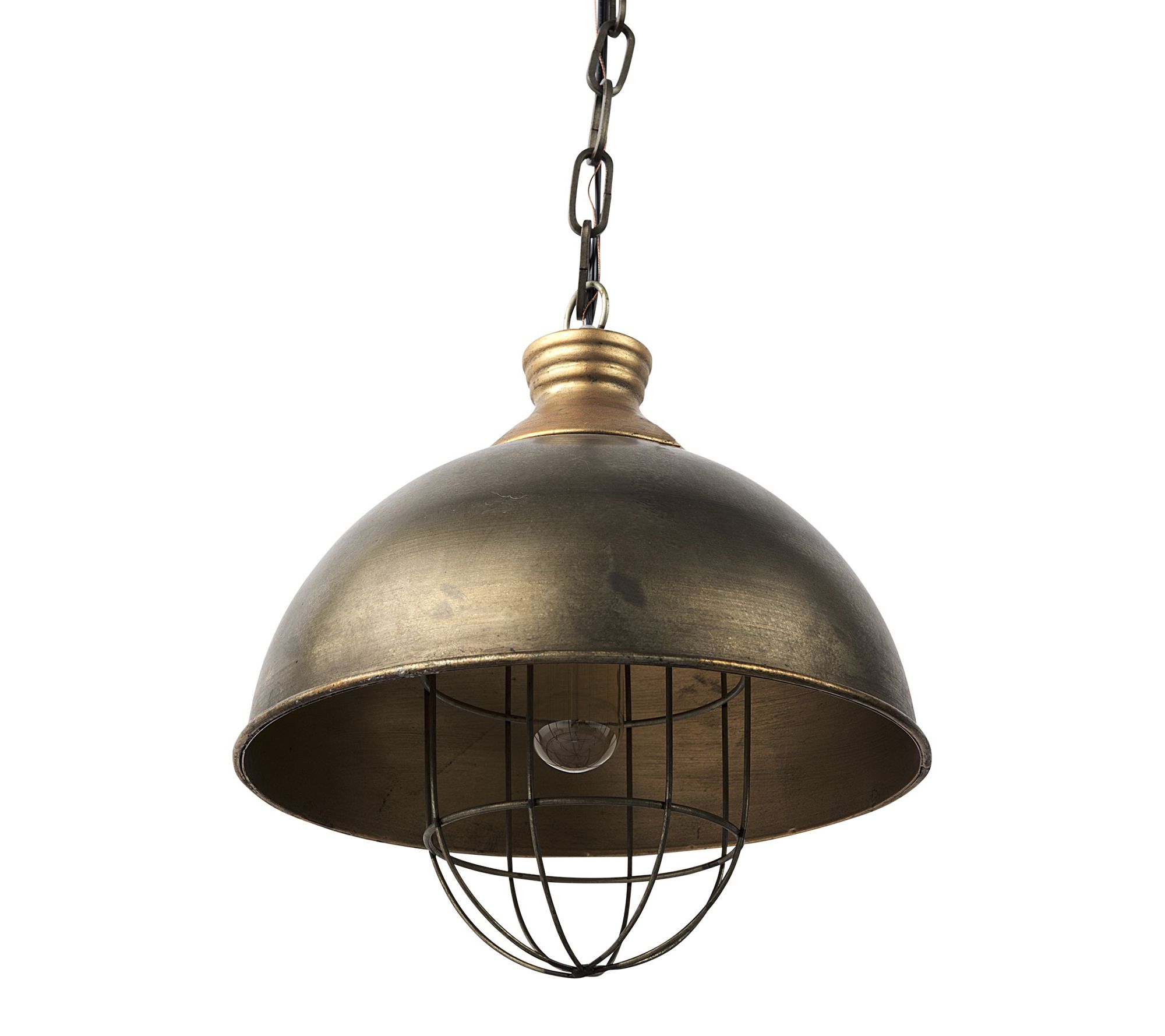 Distressed Bronze Metal Dome Hanging Light