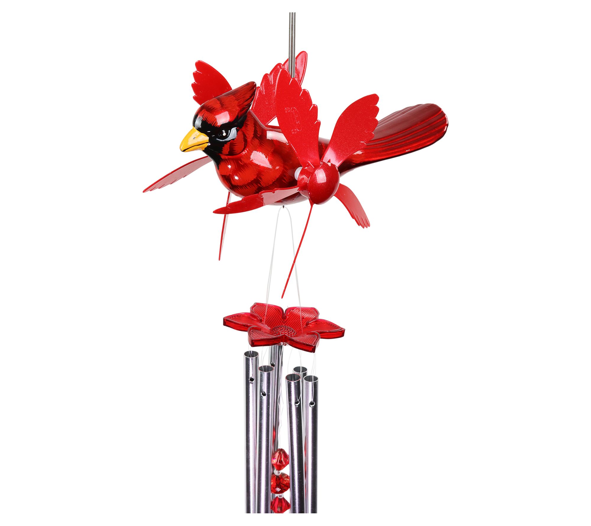 Exhart Red Cardinal Spinning Wings Wind Chime