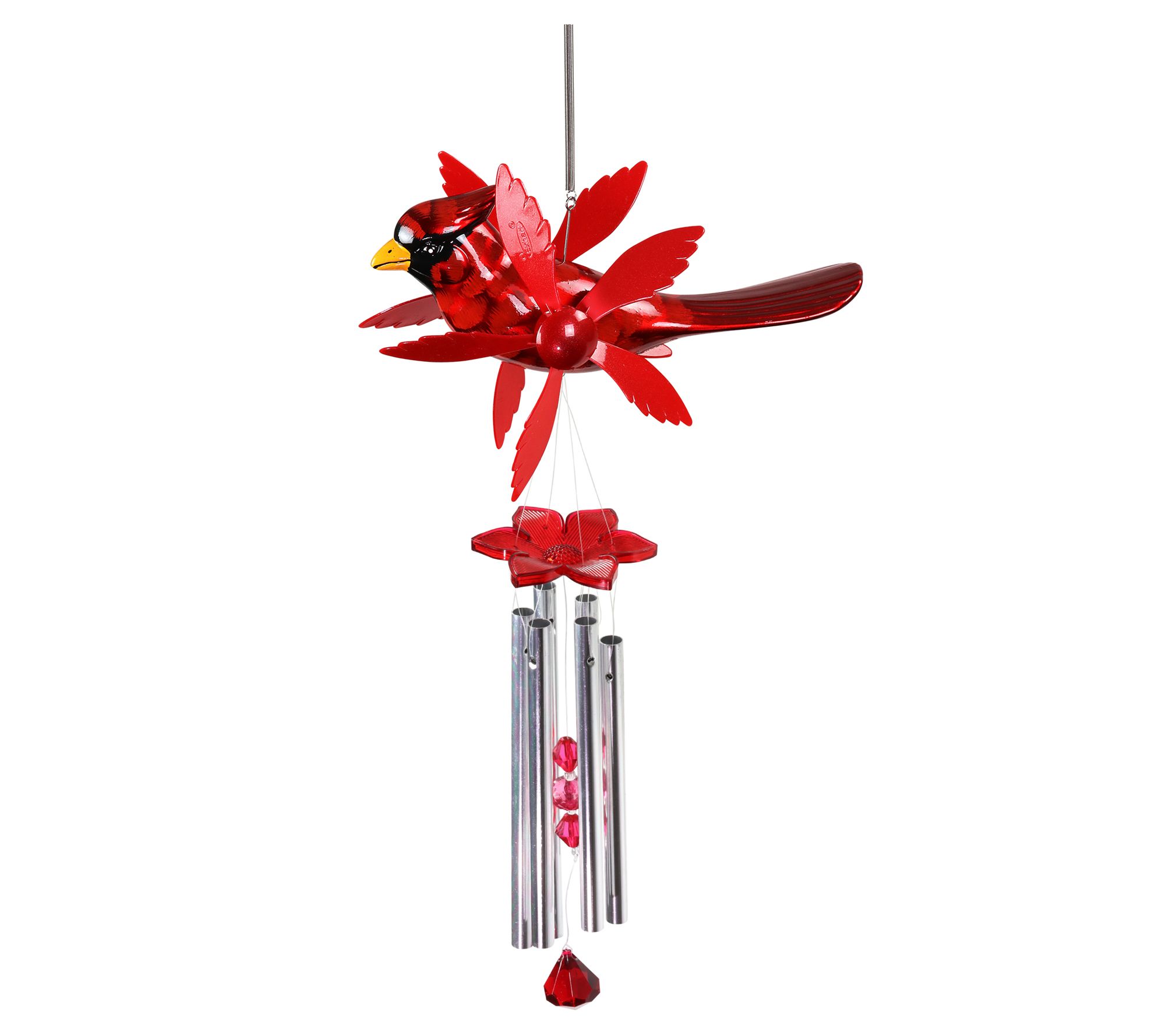 Exhart Red Cardinal Spinning Wings Wind Chime - QVC.com