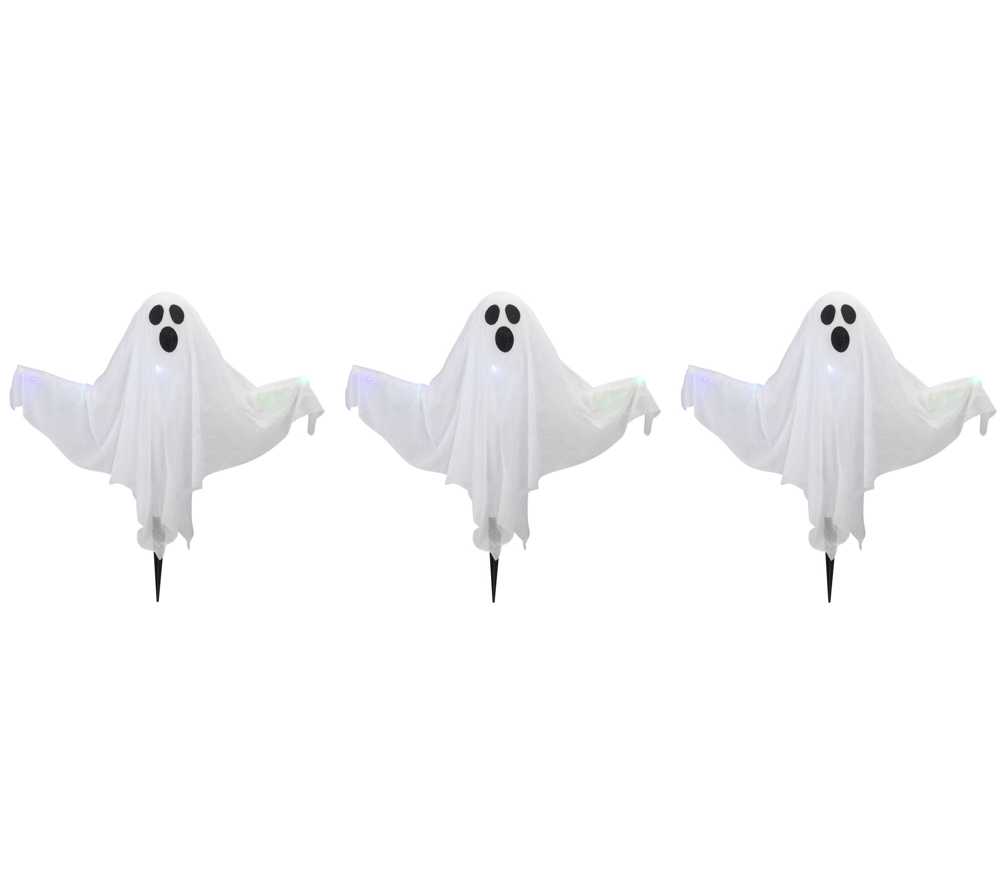 Northlight S/3 Lit White Ghost Halloween Lawn Stakes