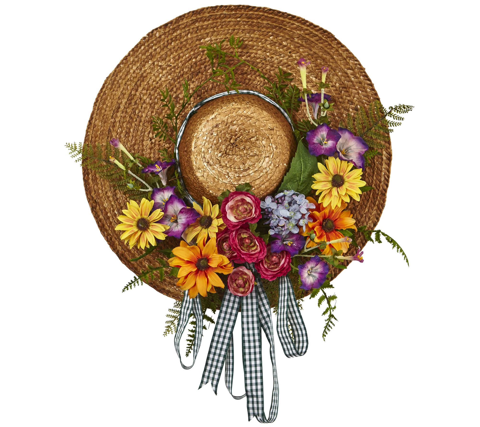 Mixed Flower Hat Wreath by Nearly Natural - QVC.com