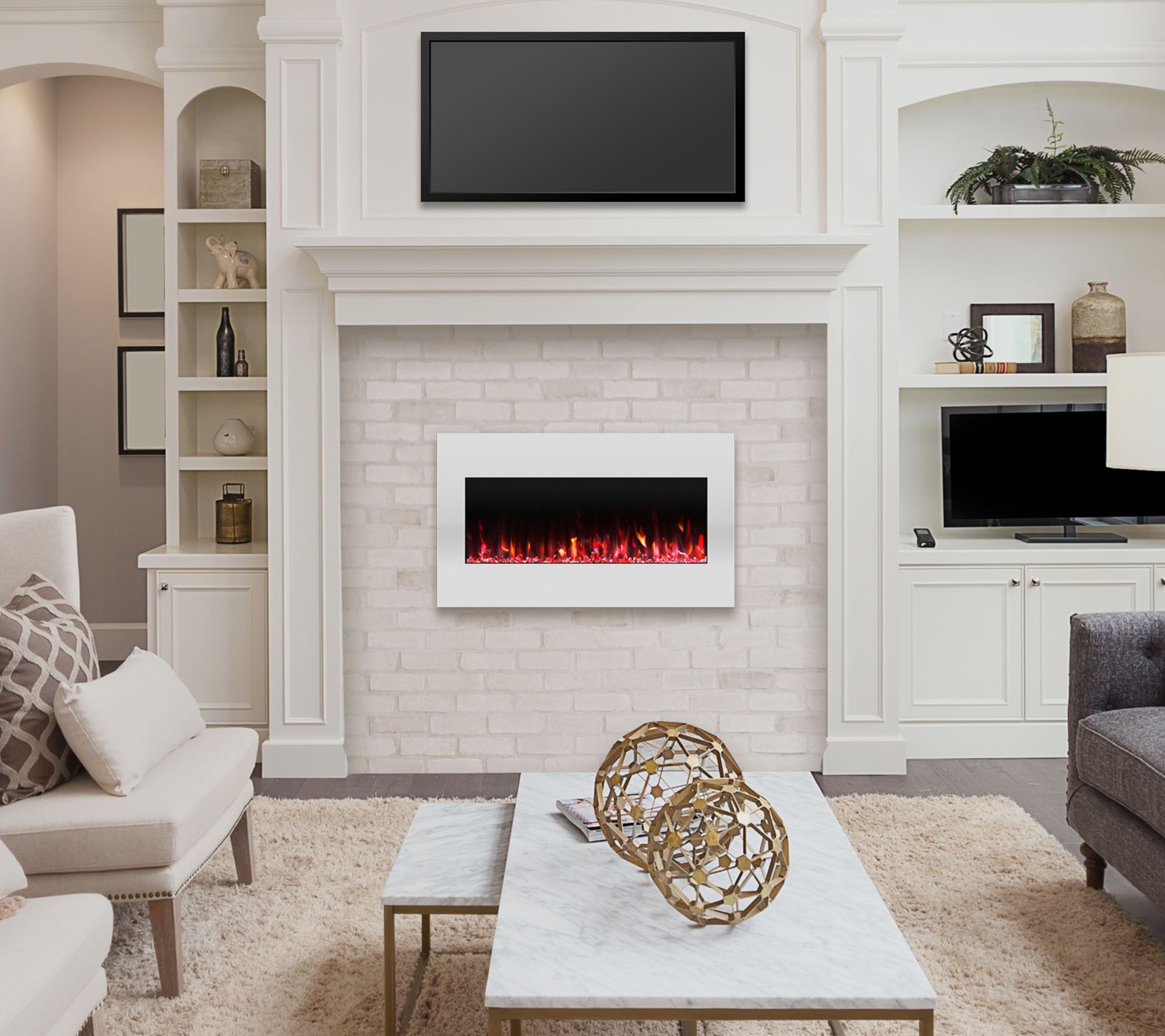 Northwest 36'' Color Changing LED Electric Fireplace White