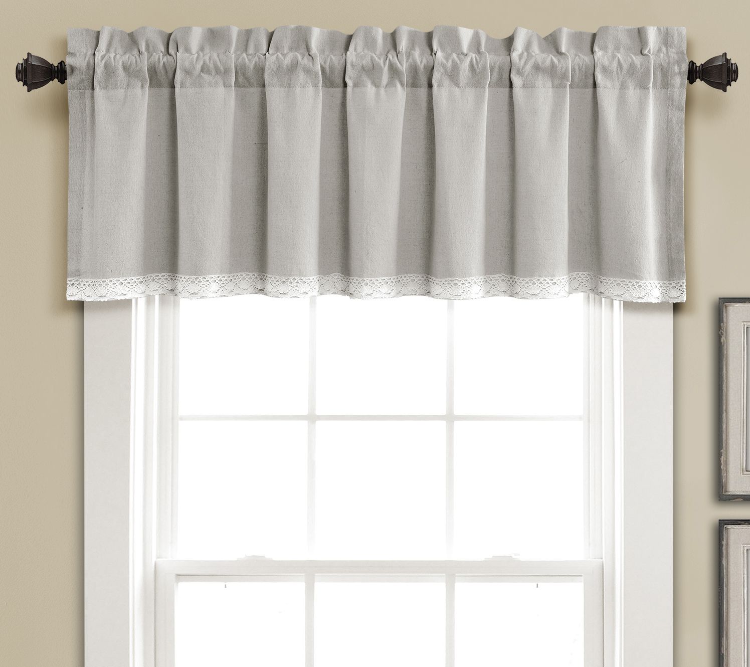 Linen Lace 52" x 18" Valance by Lush Decor