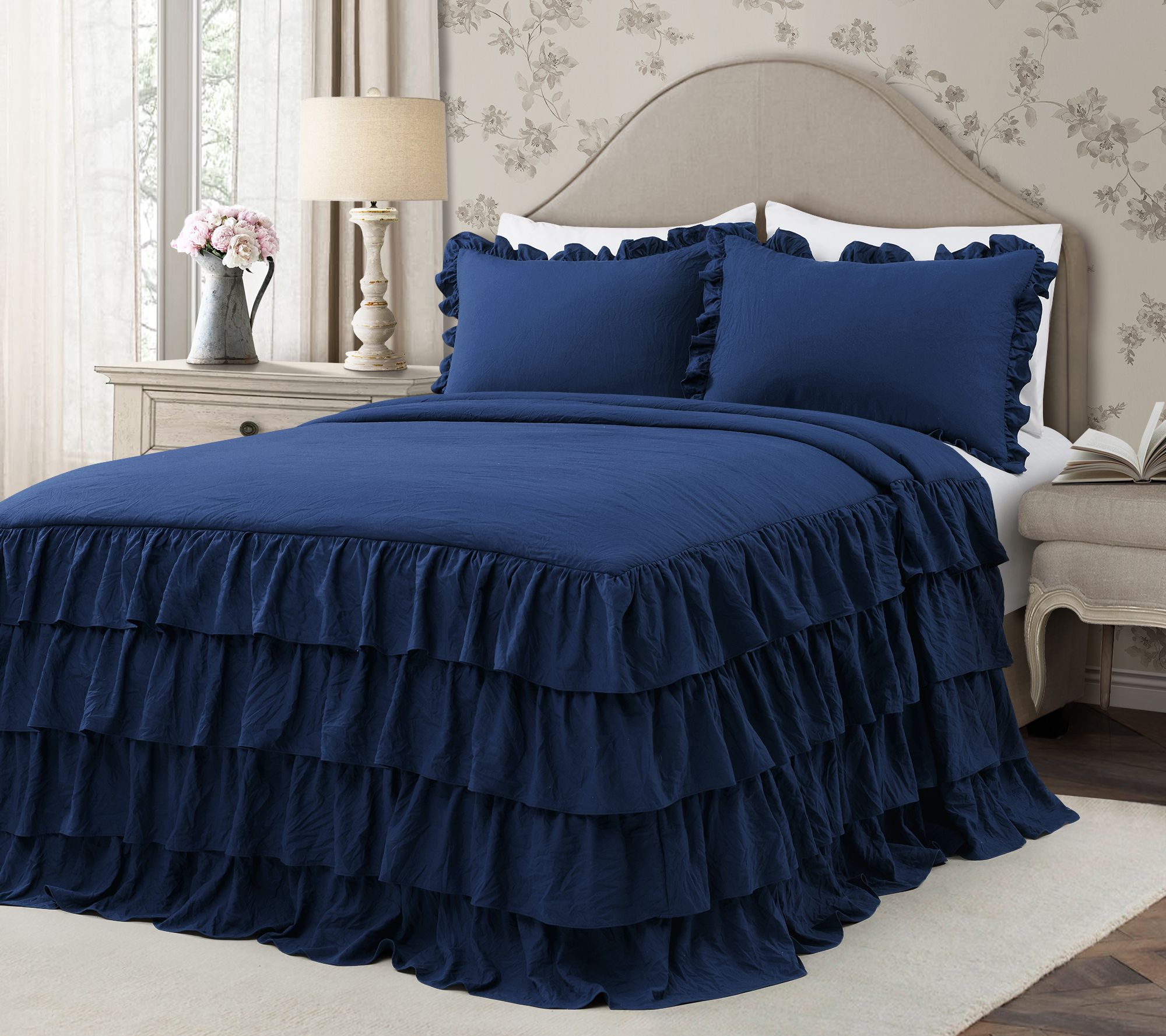 Allison Ruffle Skirt 3-Piece Full Bedspread byush Decor