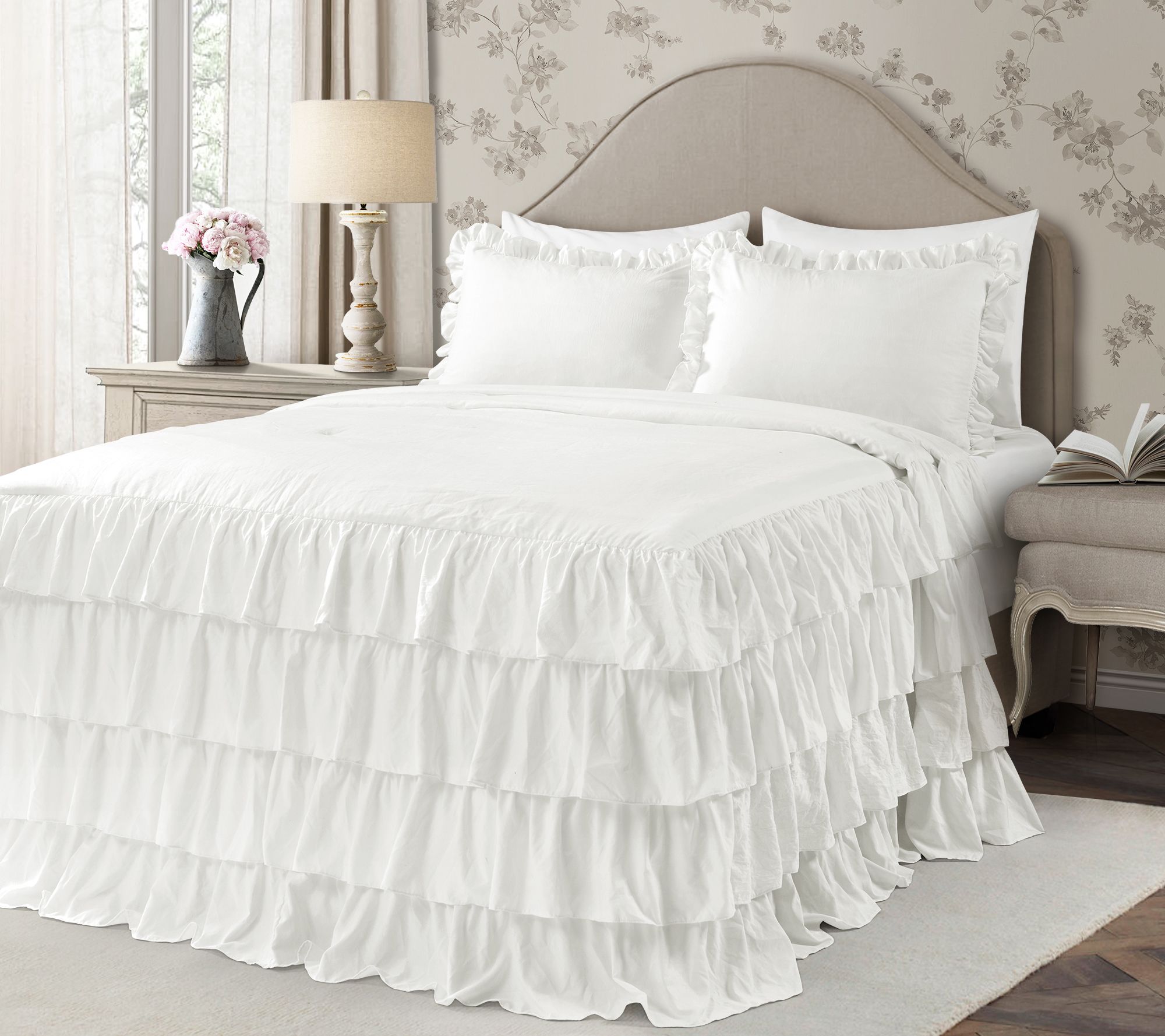 Allison Ruffle Skirt 3-Piece Full Bedspread byush Decor