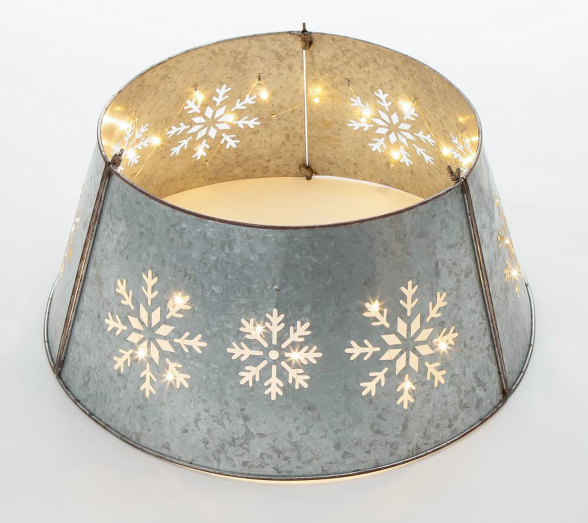 Glitzhome Indoor/Outdoor Snowflake Metal Tree Collar W/Lights