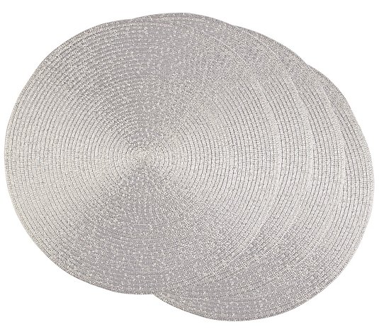 Design Imports Set of 4 Metallic Round Woven Placemat