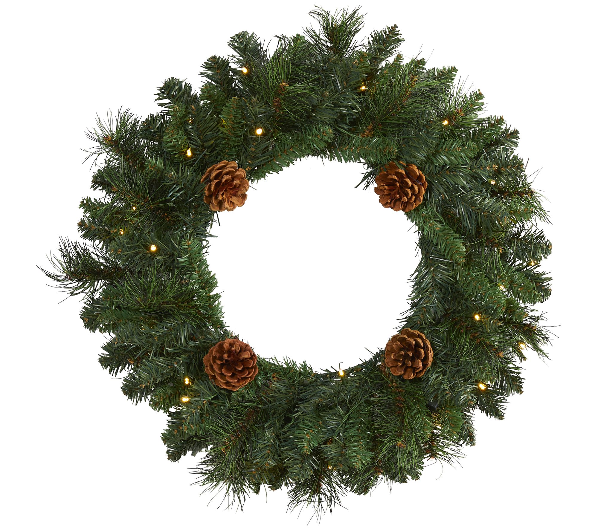 20" Lit Pine Christmas Wreath by Nearly Natural