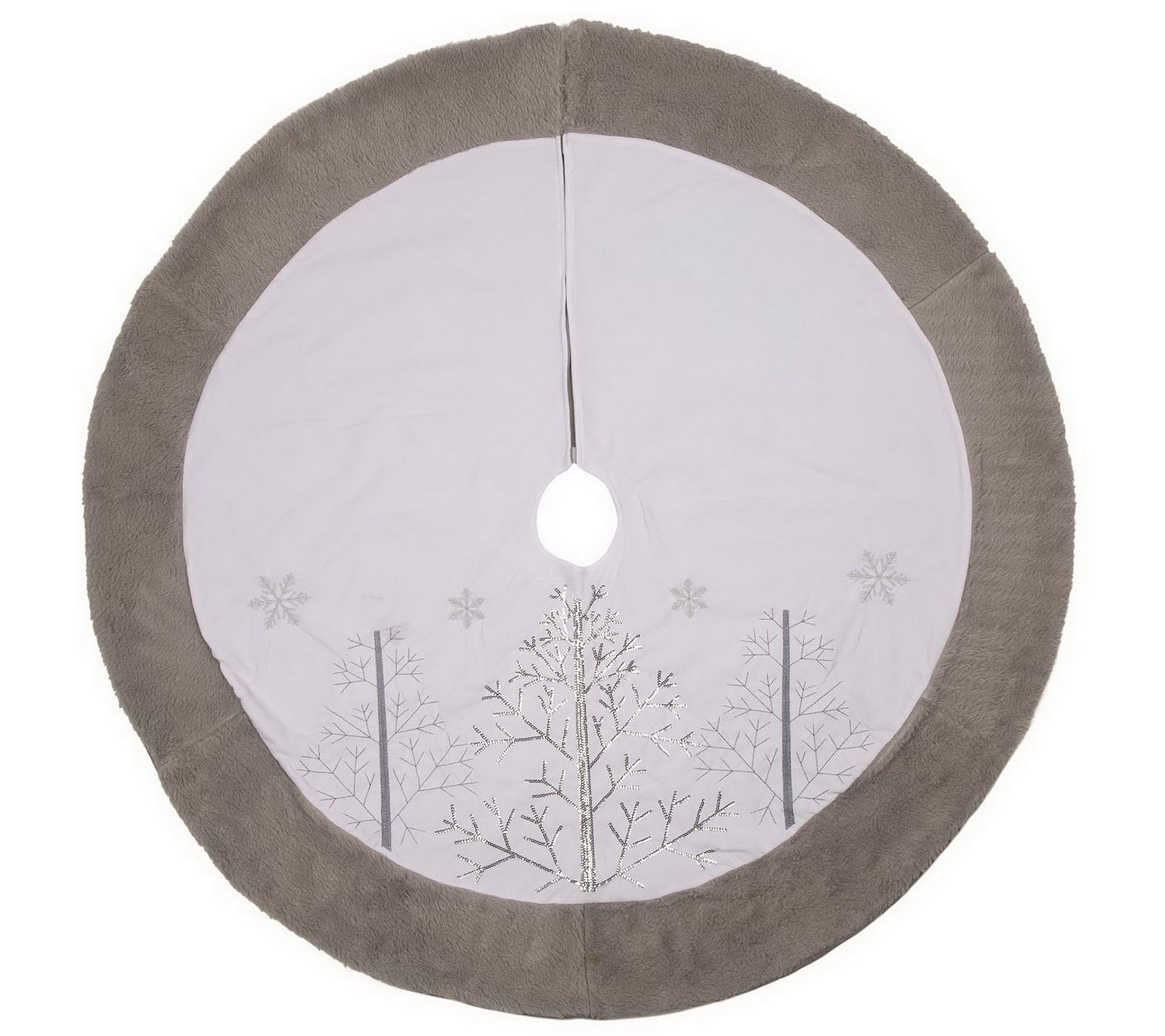 Glitzhome Winter Wonderland Fleece Christmas Tree Skirt