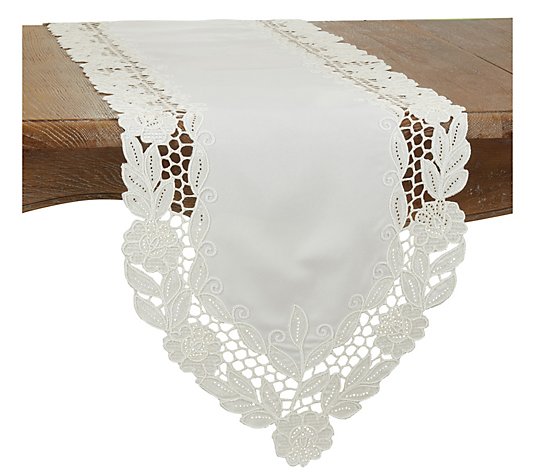 Embroidered Table Runner With Floral Design ByValerie