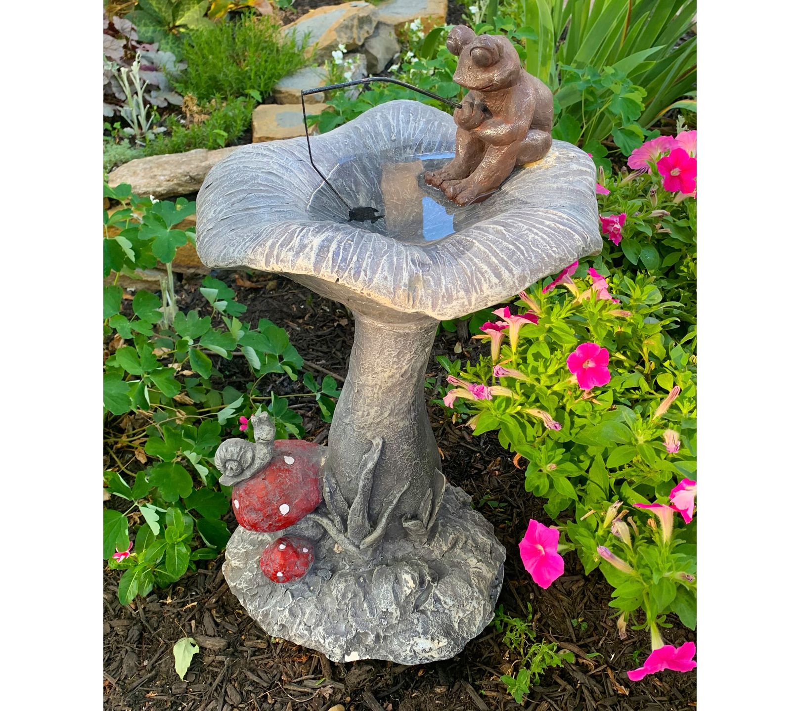 RCS Fishing Frog Bird Bath