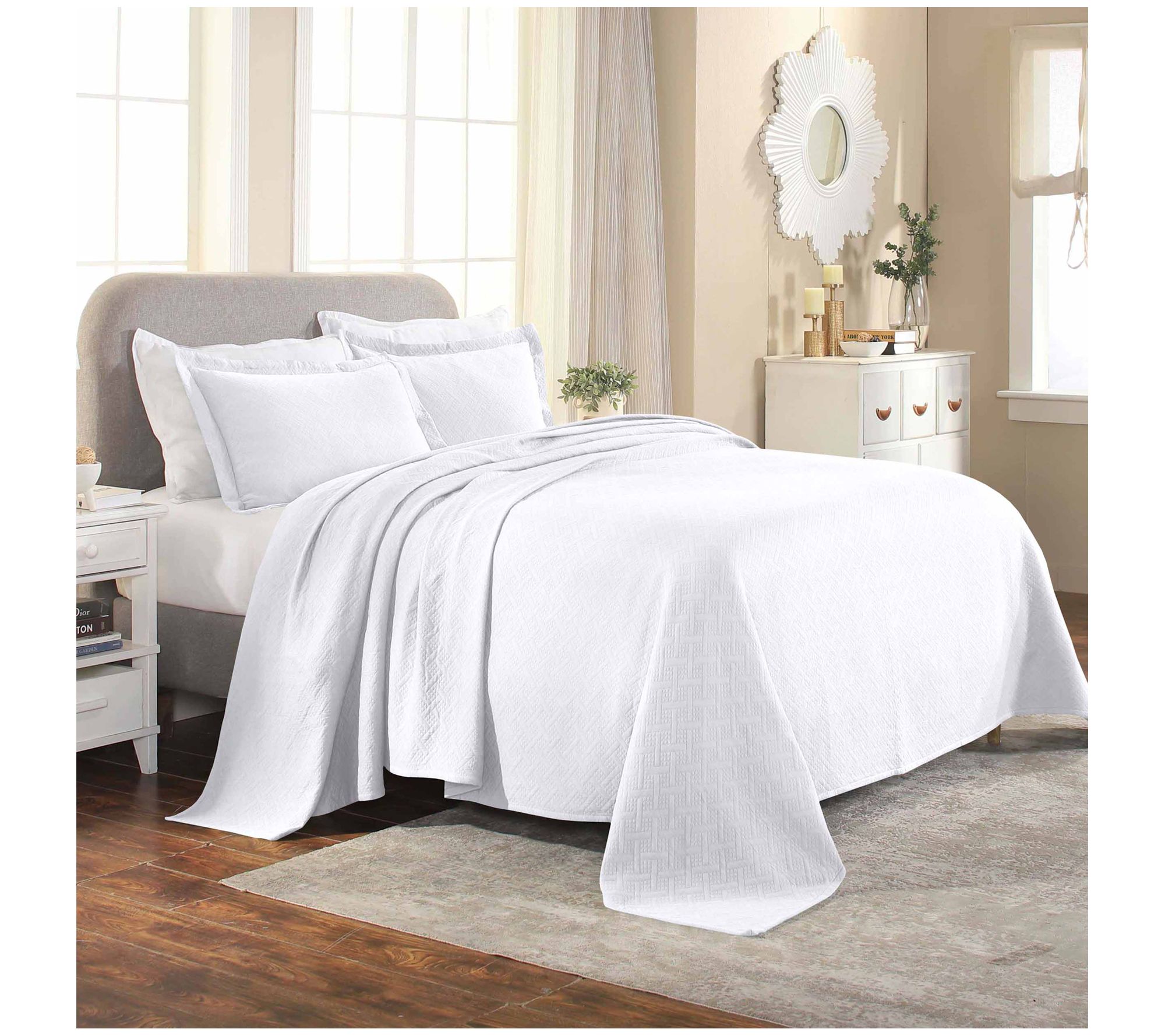 Superior Matelasse Cotton Basketweave BedspreadSet, King