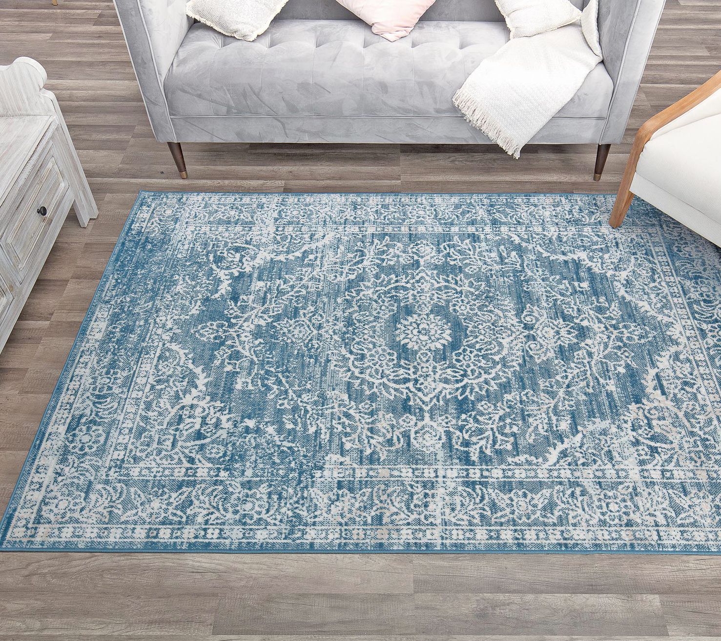 Rugs America Freya FY70A Blue Frost Farmhouse 5'0"x7'0"
