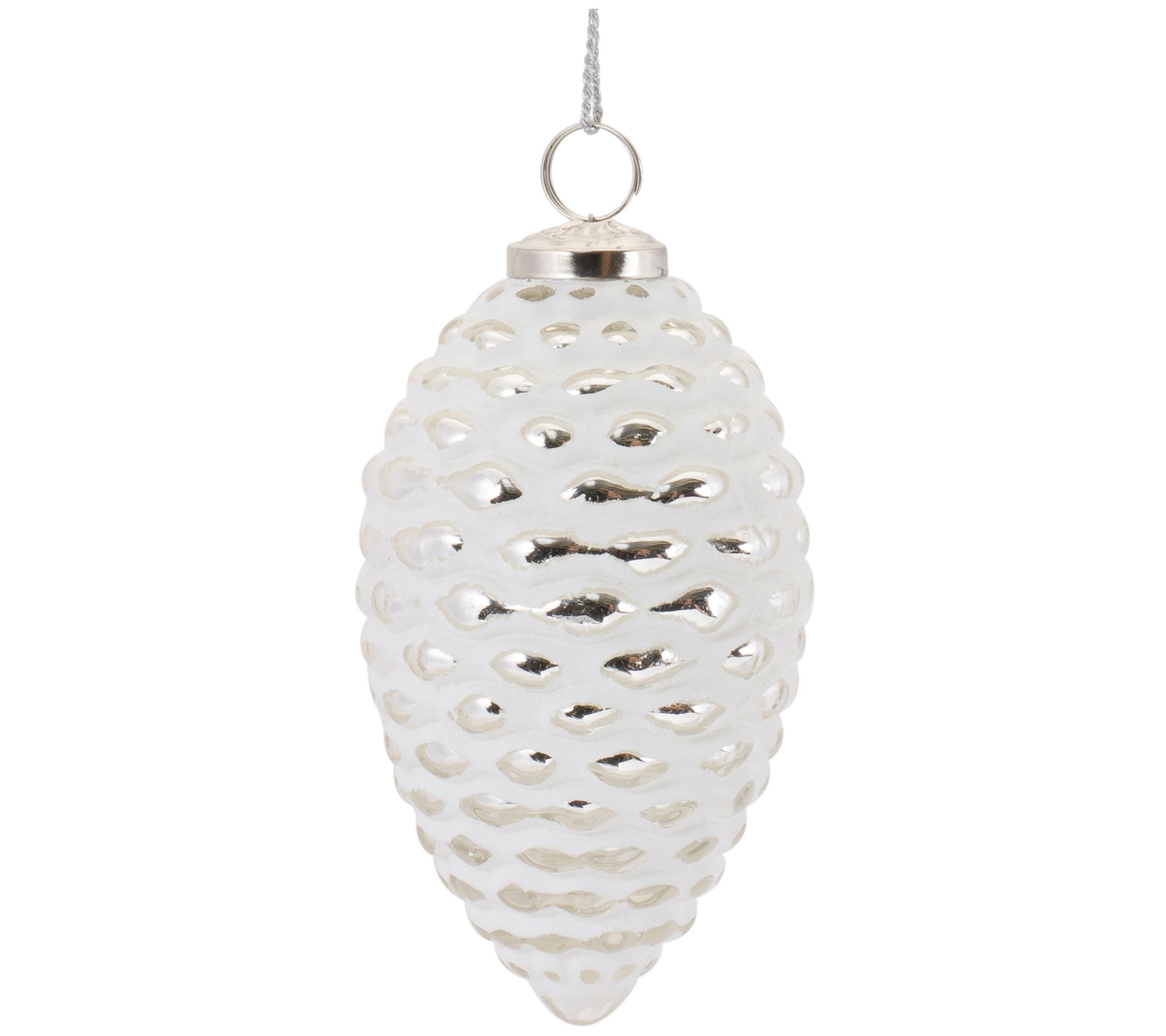 Melrose Frosted Glass Pinecone Ornament (Set of 4) - QVC.com