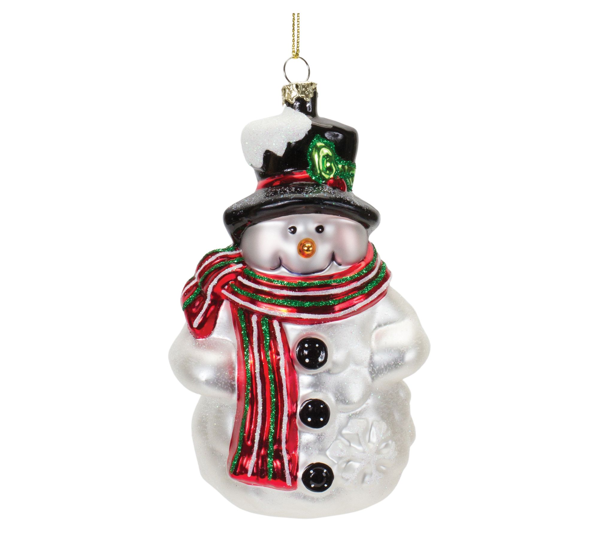 Melrose Glittered Glass Snowman Ornament (Set of 6) - QVC.com