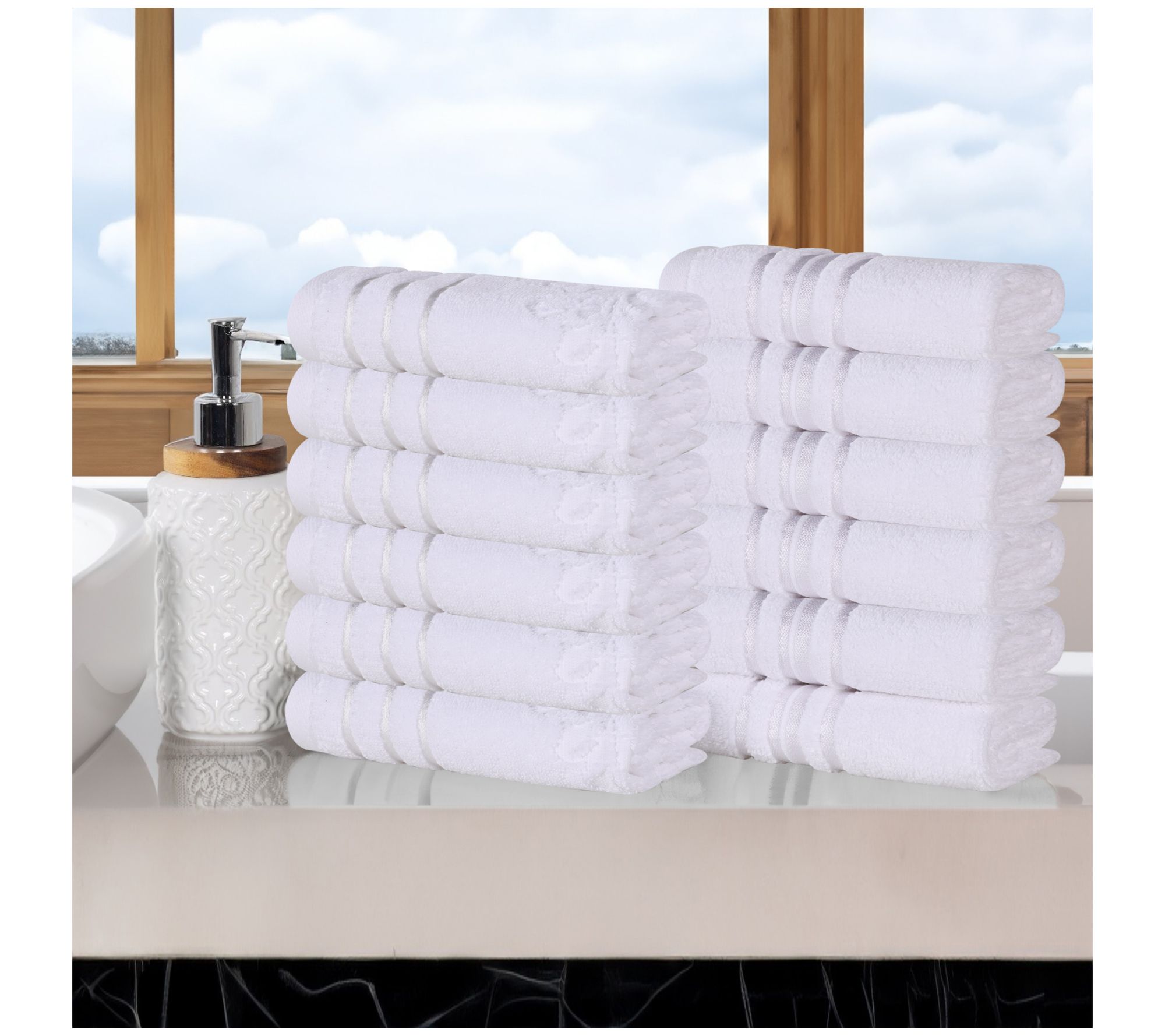 Superior 12pc Sadie Zero Twist Cotton AbsorbentFace Towel Set