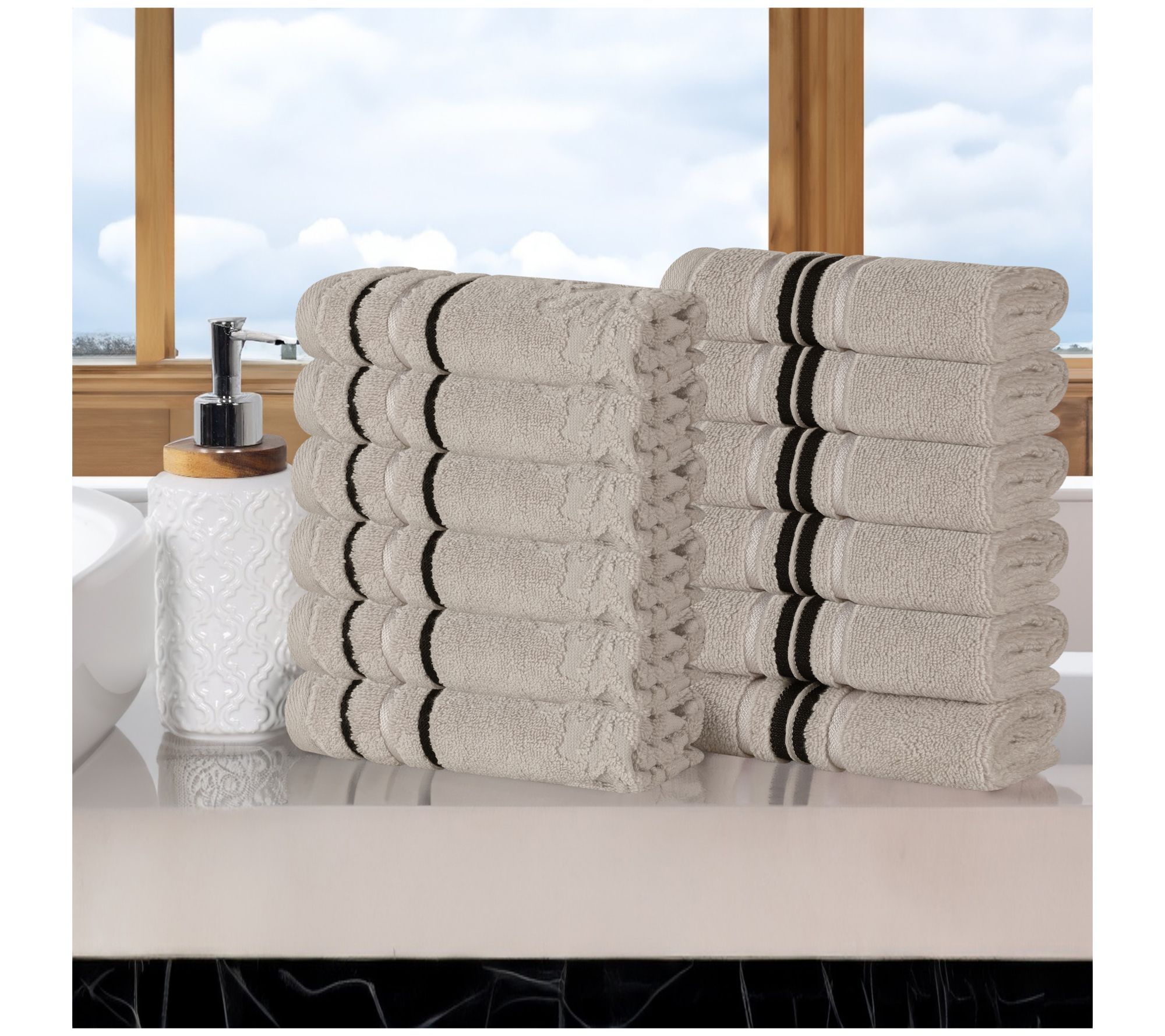 Superior 12pc Sadie Zero Twist Cotton AbsorbentFace Towel Set