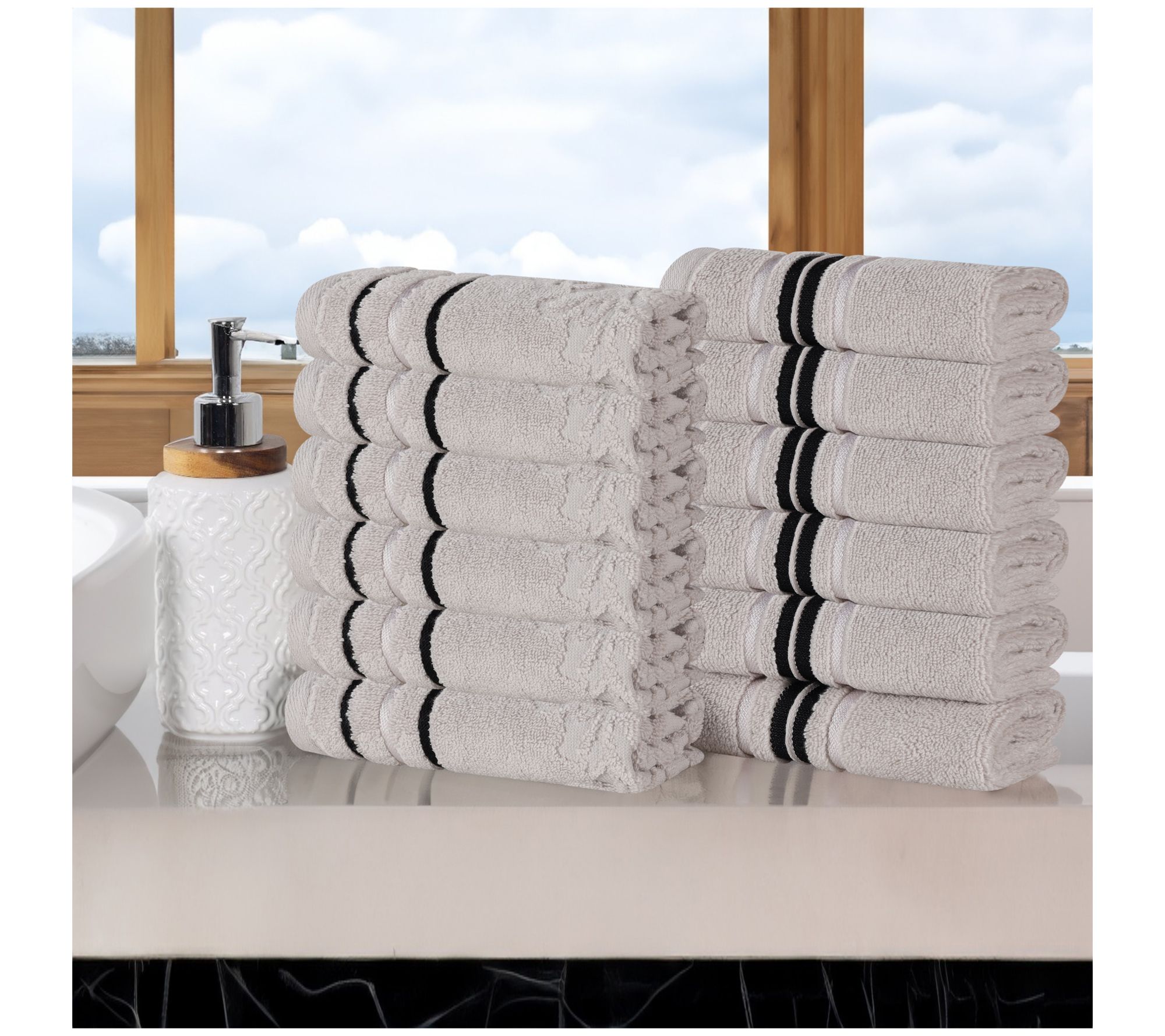 Superior 12pc Sadie Zero Twist Cotton AbsorbentFace Towel Set