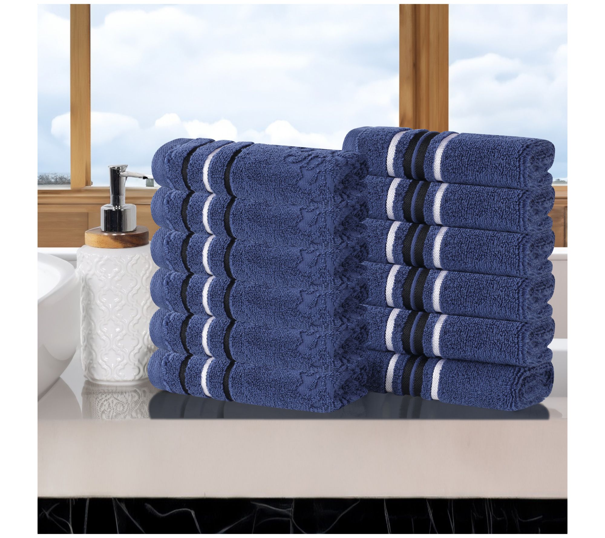 Superior 12pc Sadie Zero Twist Cotton AbsorbentFace Towel Set
