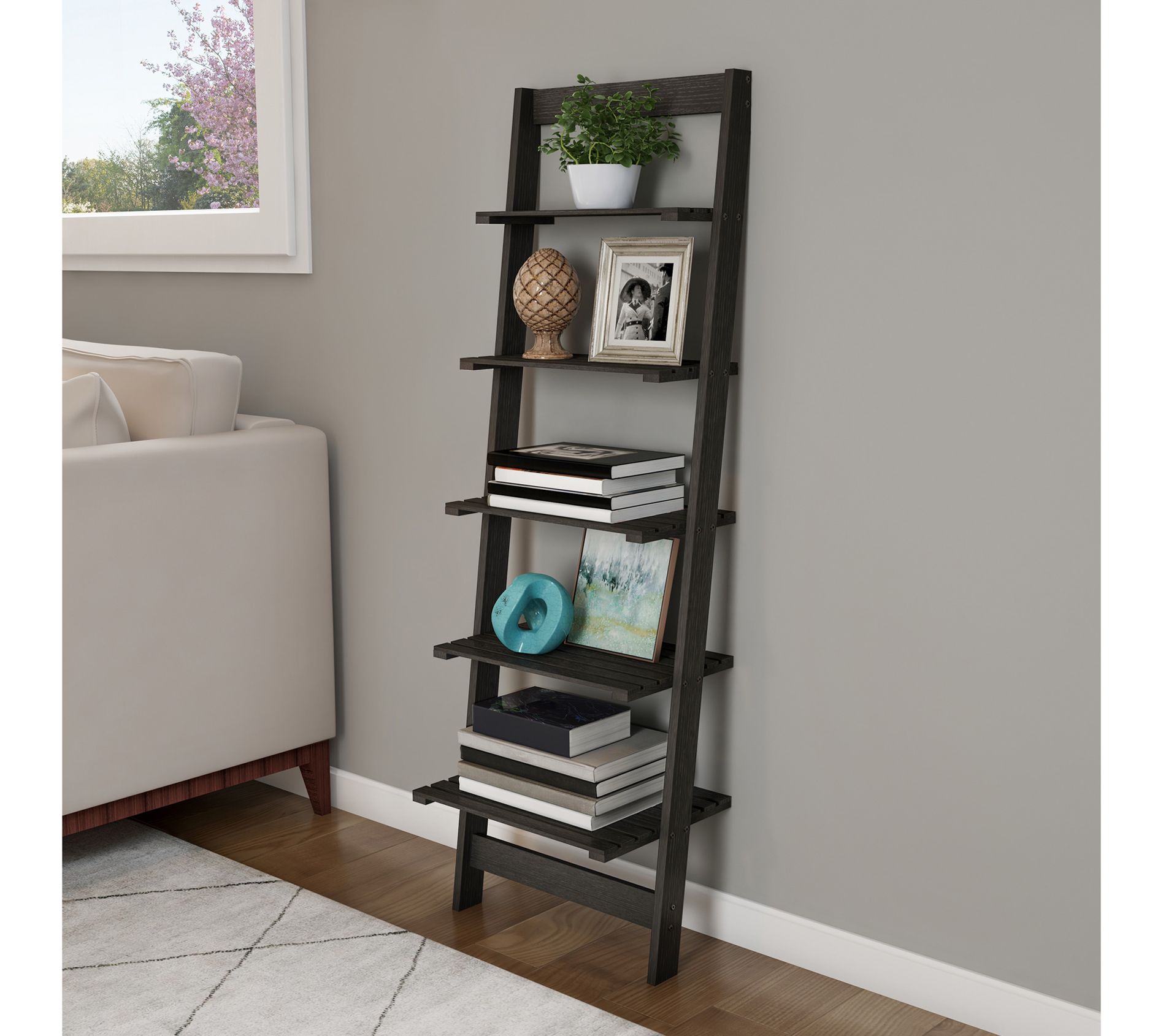 Lavish Home Bookshelf Ladder Shelf Decorative Book Shelves