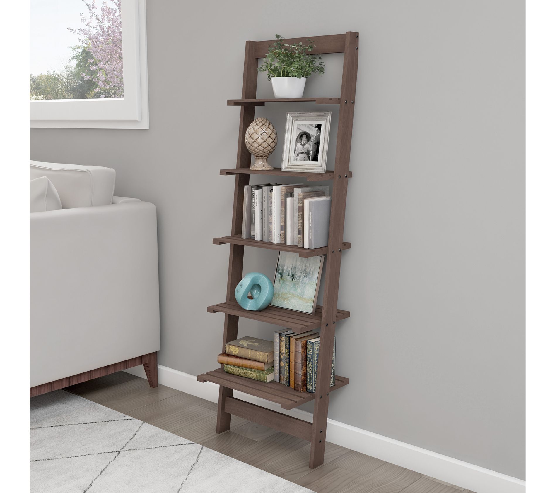 Lavish Home Bookshelf Ladder Shelf Decorative Book Shelves