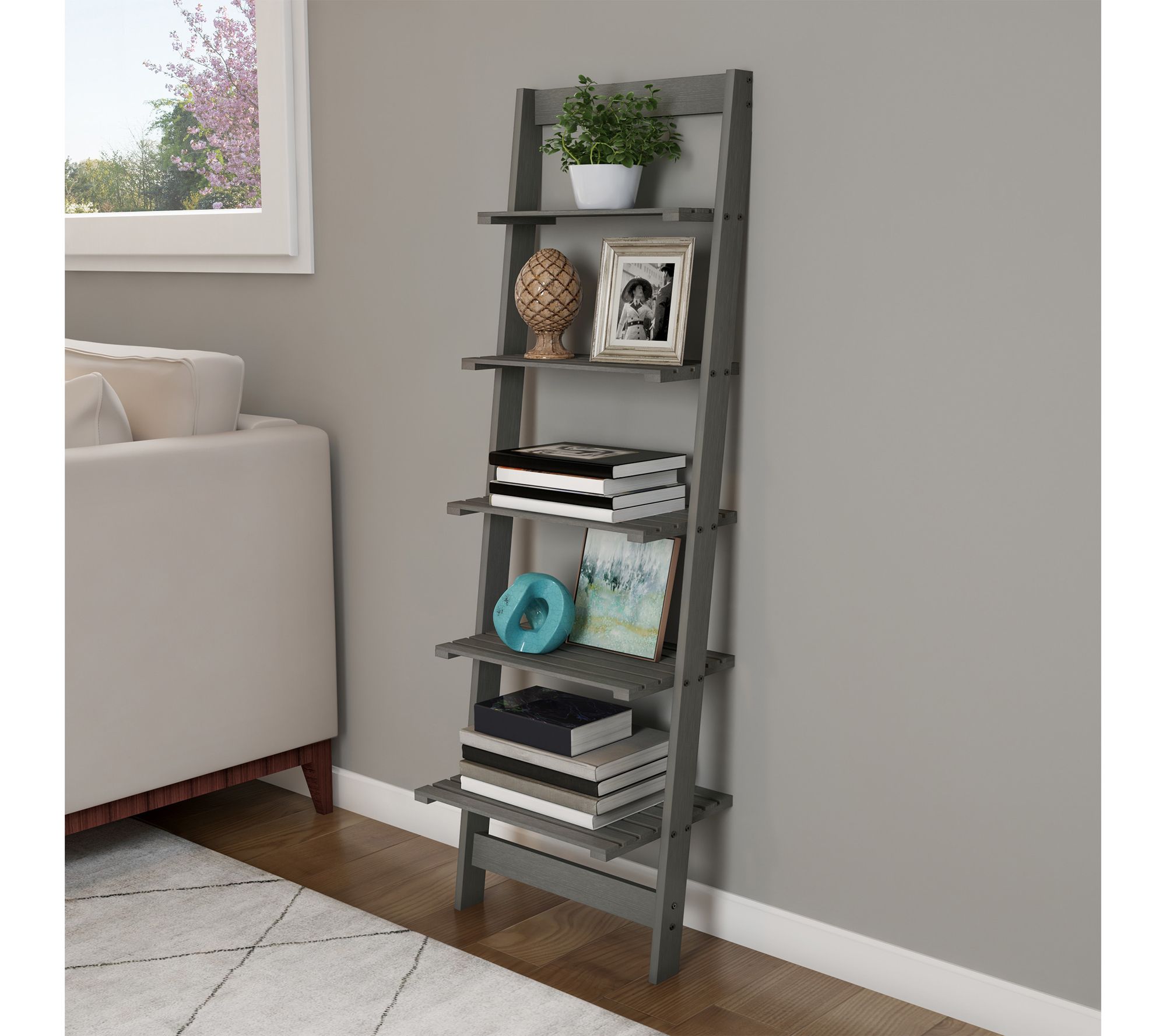 Lavish Home Bookshelf Ladder Shelf Decorative Book Shelves