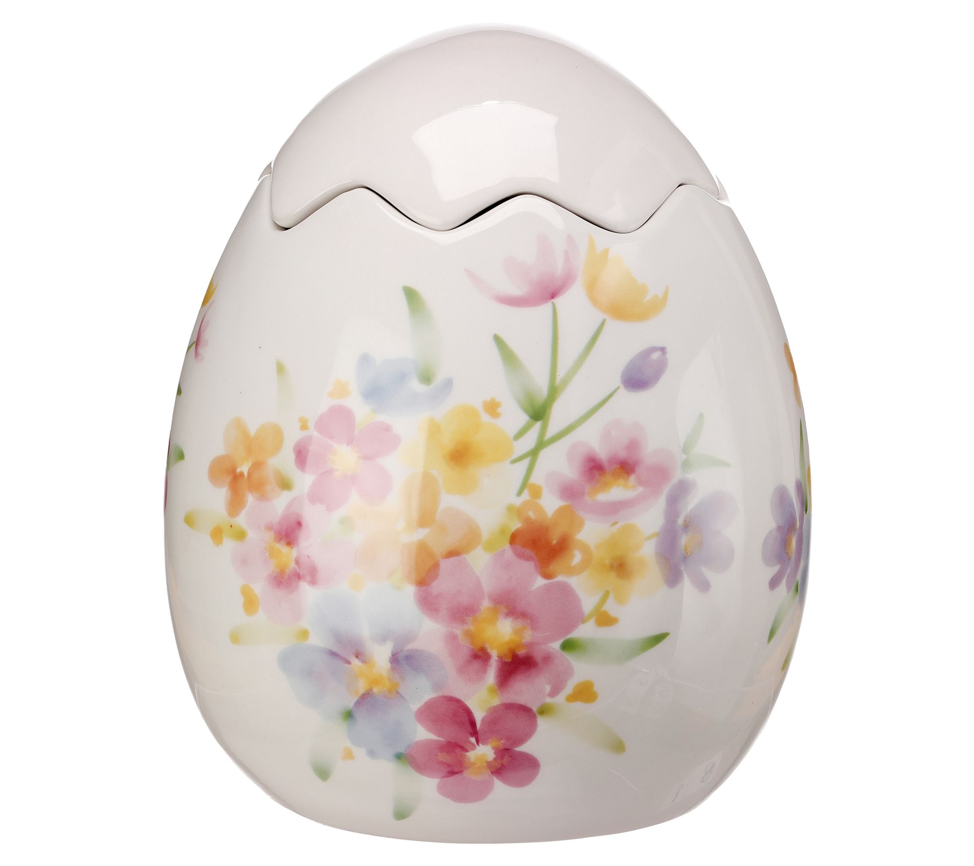 Floral Egg Vase With Lid 7.75
