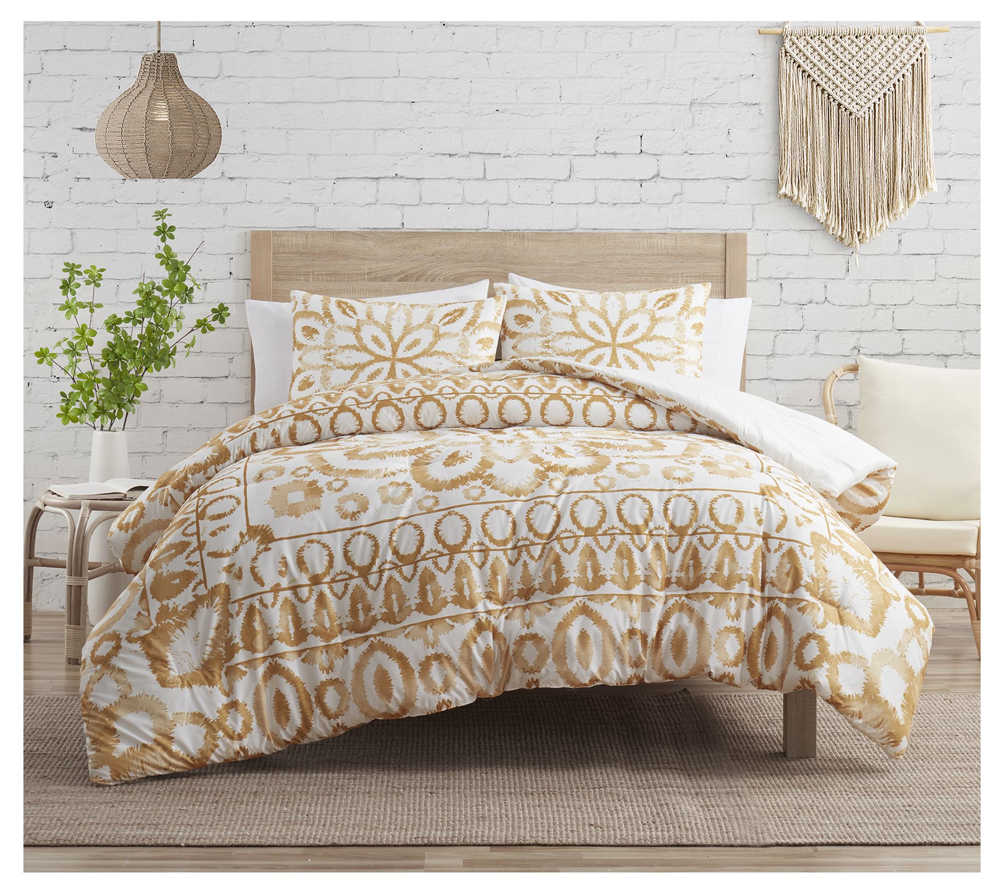 Indigo Ink Panther Gold Boho Medallion ComforteSet- F/Q