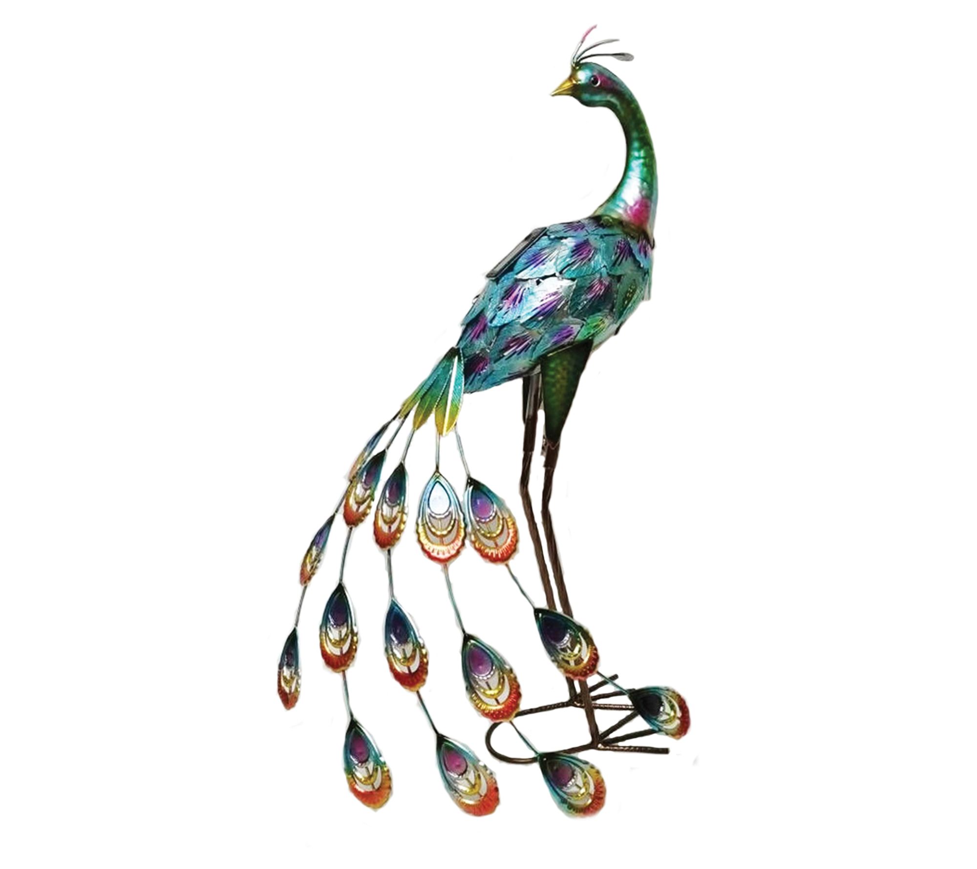 Santa's Workshop 30.5" Iron Solar Peacock