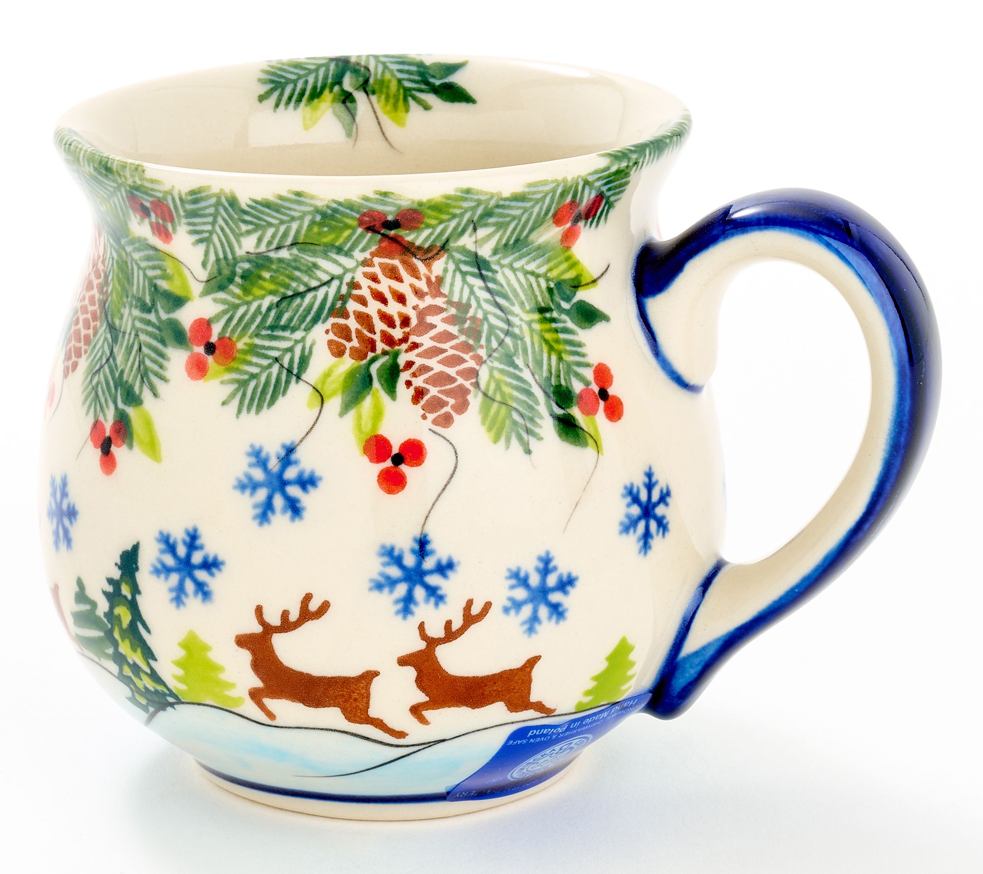 Lidia's Polish Pottery Hand Painted Holiday 12-oz BubbleMug