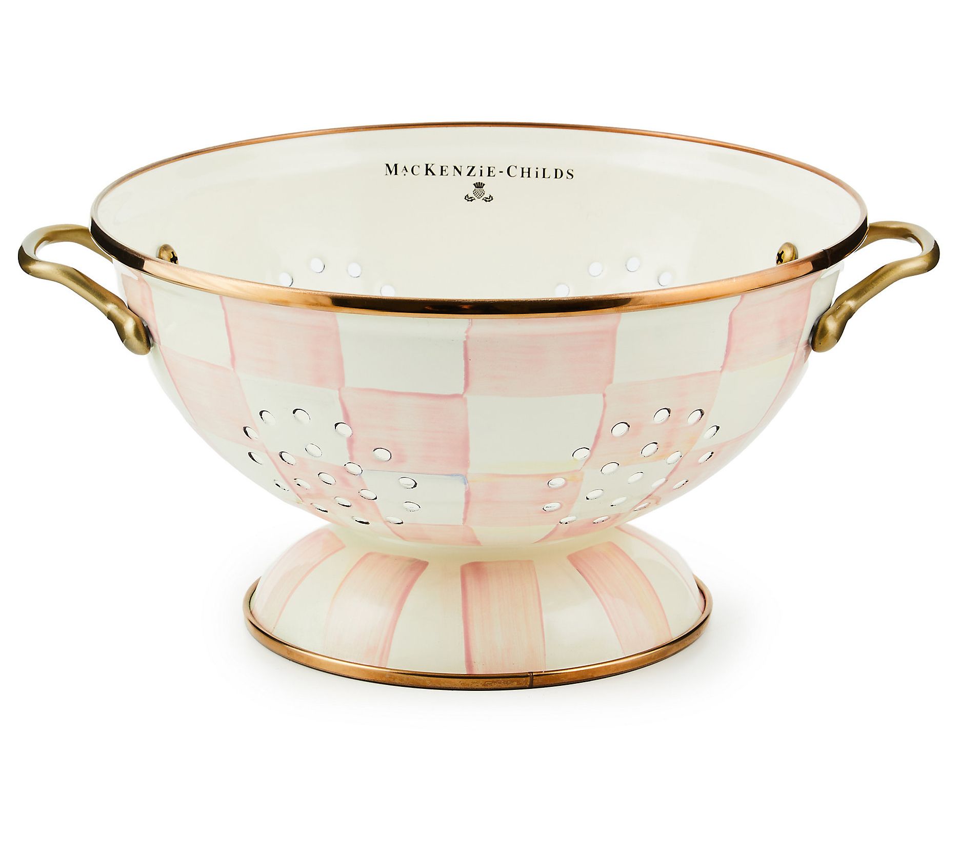 MacKenzie-Childs Rosy Check Large Colander