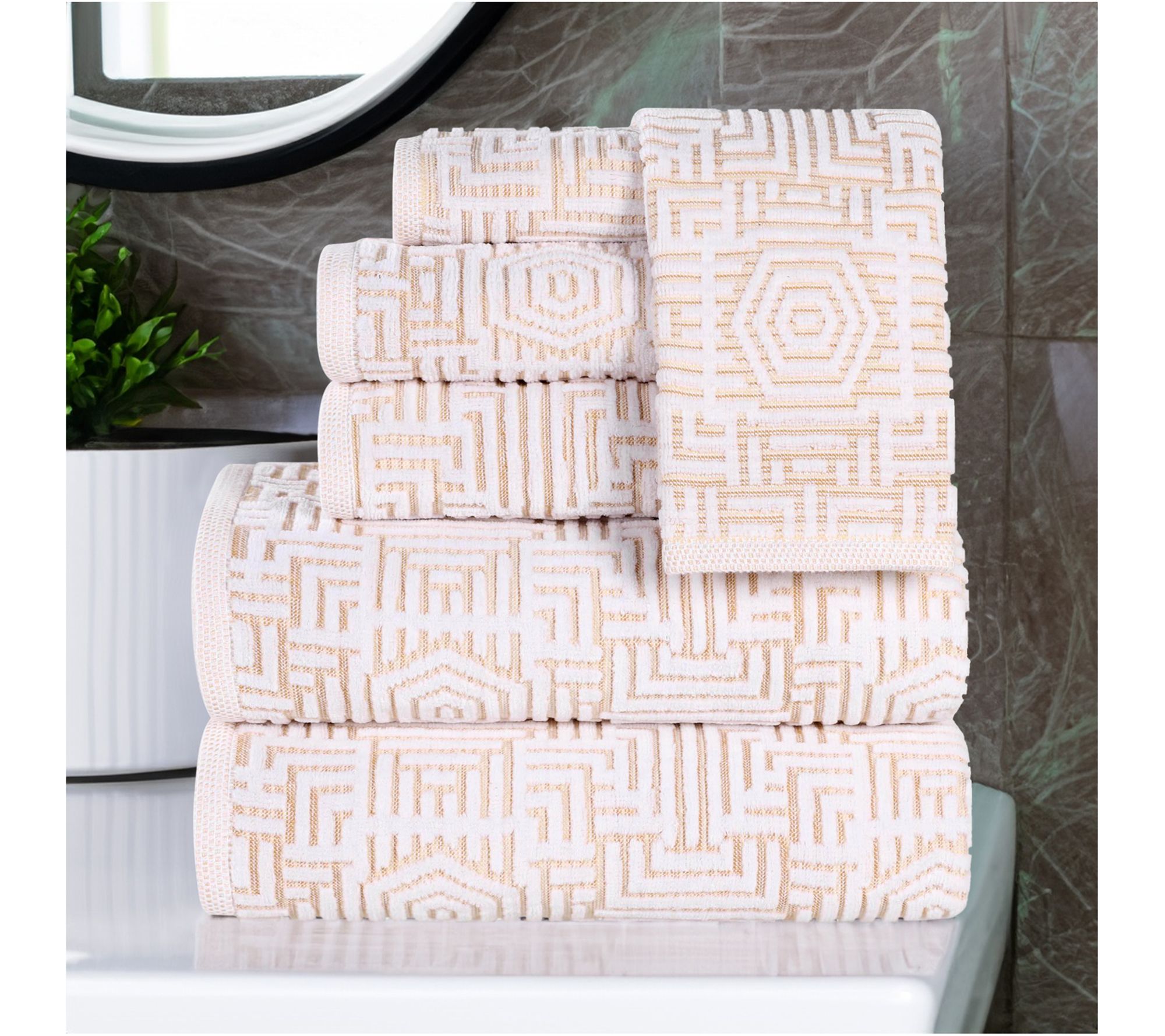 Superior Cotton Jaq Plush Absorbent 6-Piece Towel Set